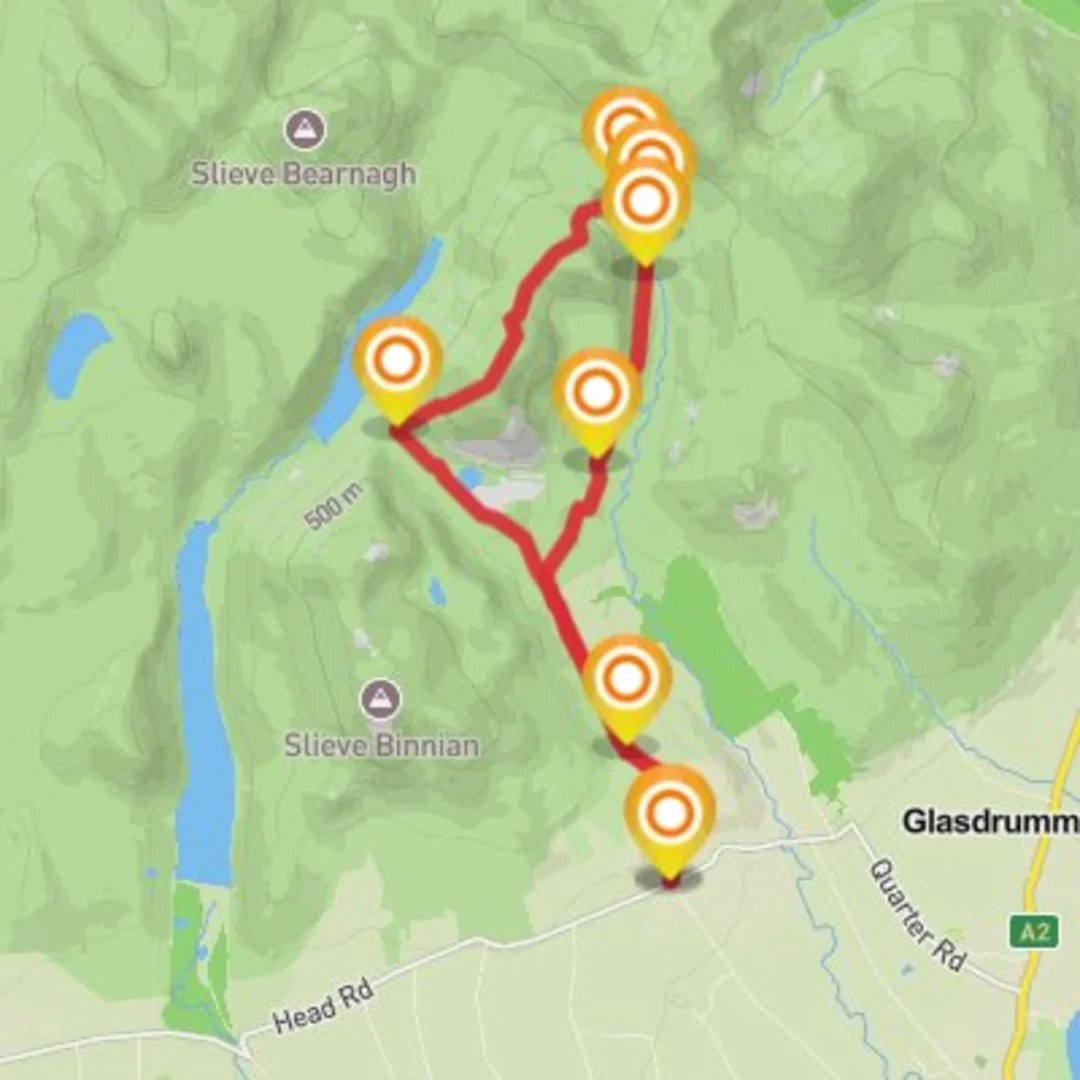 An image depicting the trail The devil's coach road and its surrounding area.
