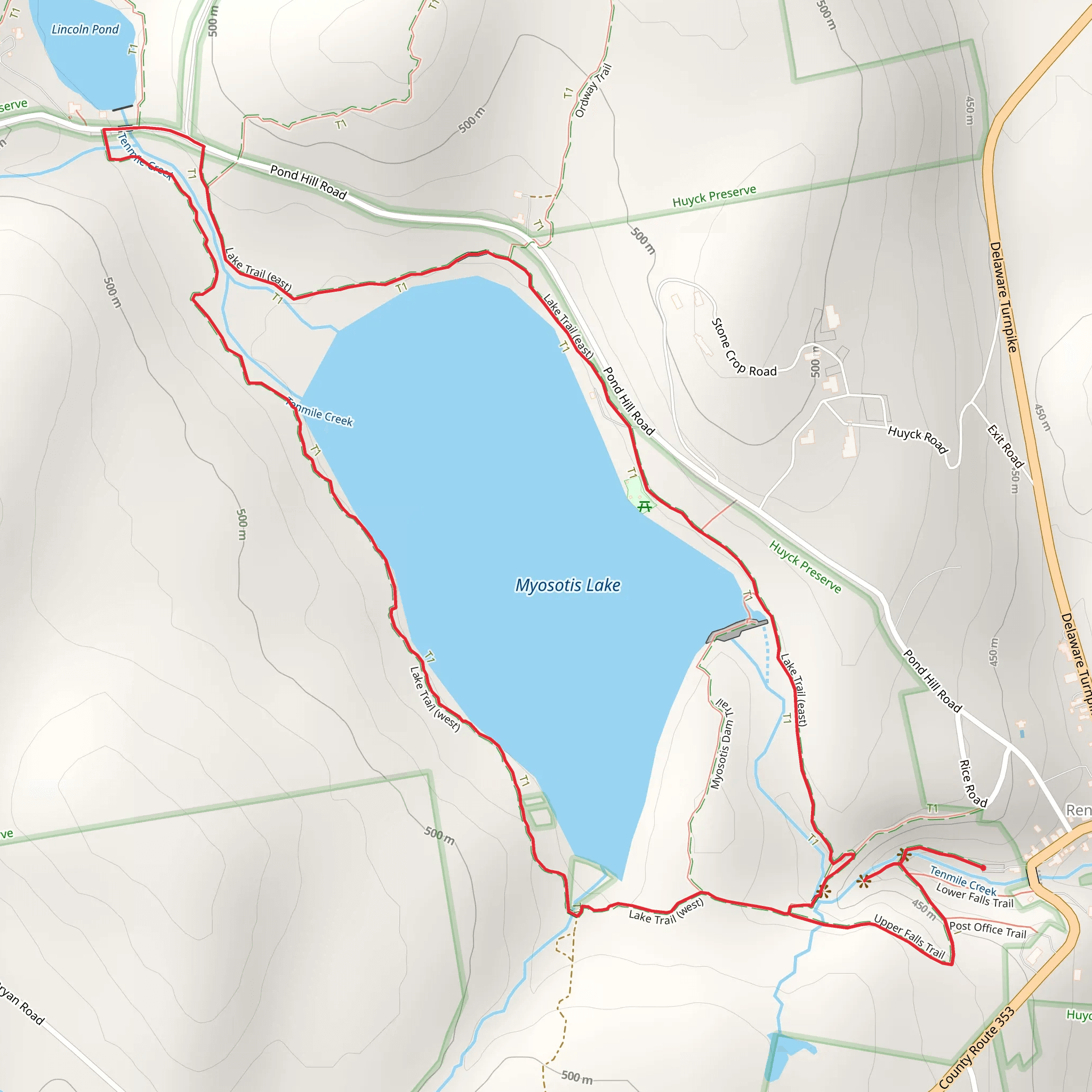 Myosotis Lake Trail mobile static map