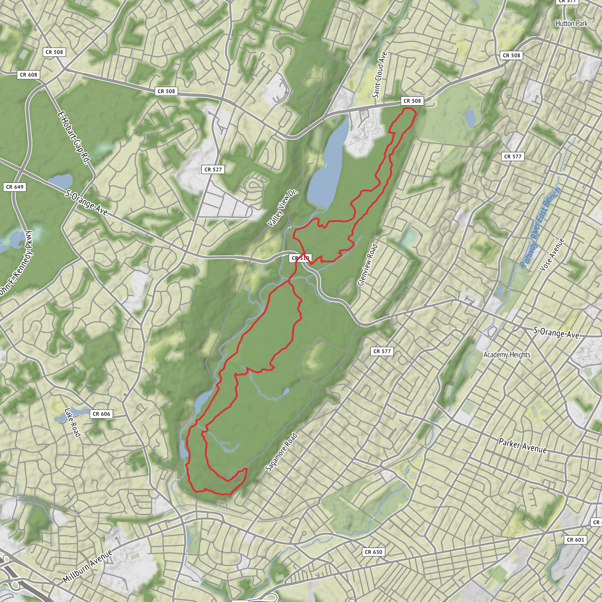 Maple Falls, Campbells Pond via Lenape Trail, Turtle Back and River Trail mobile static map