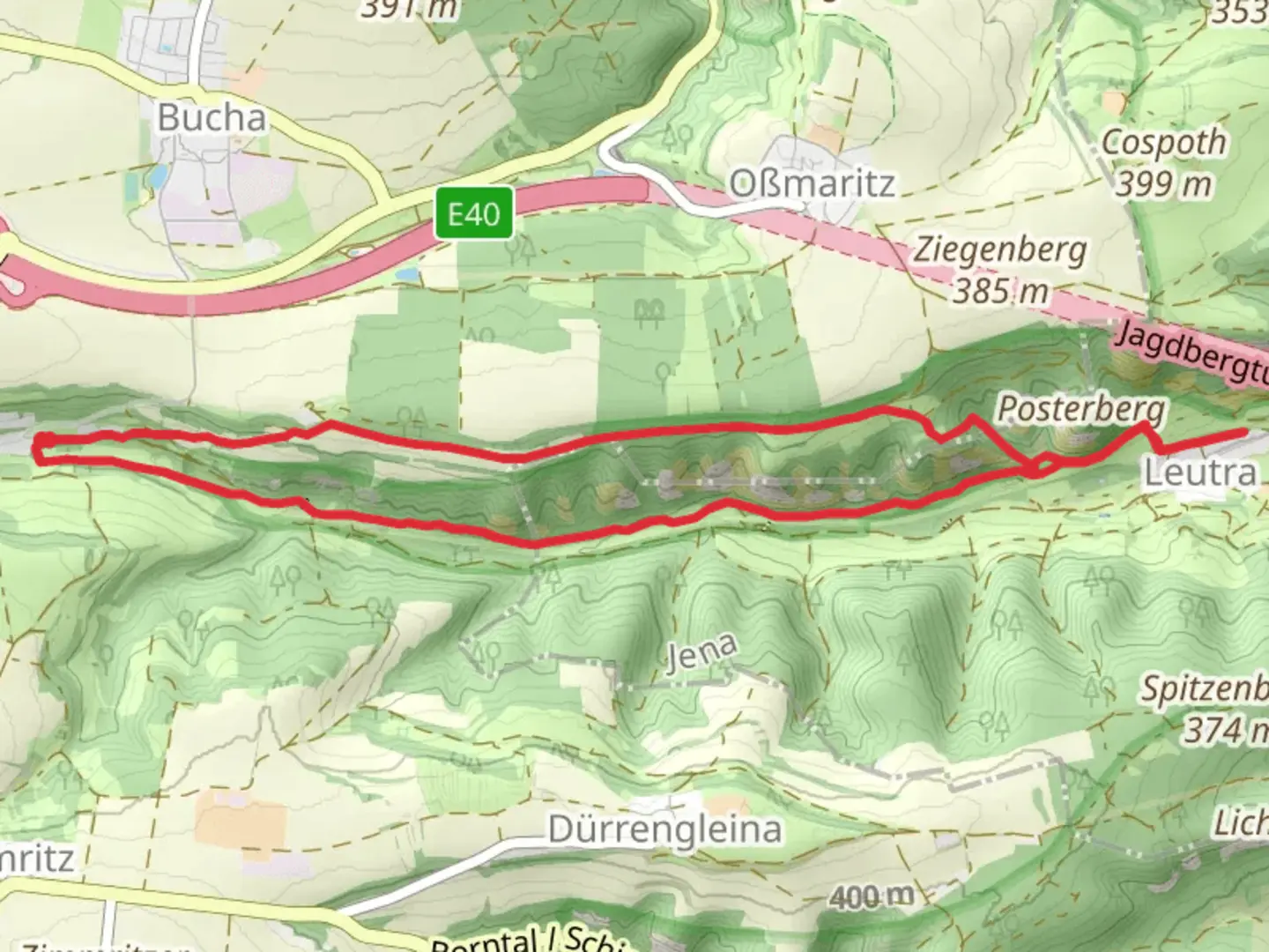 An image depicting the trail Alpenstieg and 100 Kilometer-Horizontale and its surrounding area.