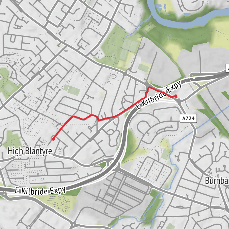 A map preview of the recording Hike from Blantyre.