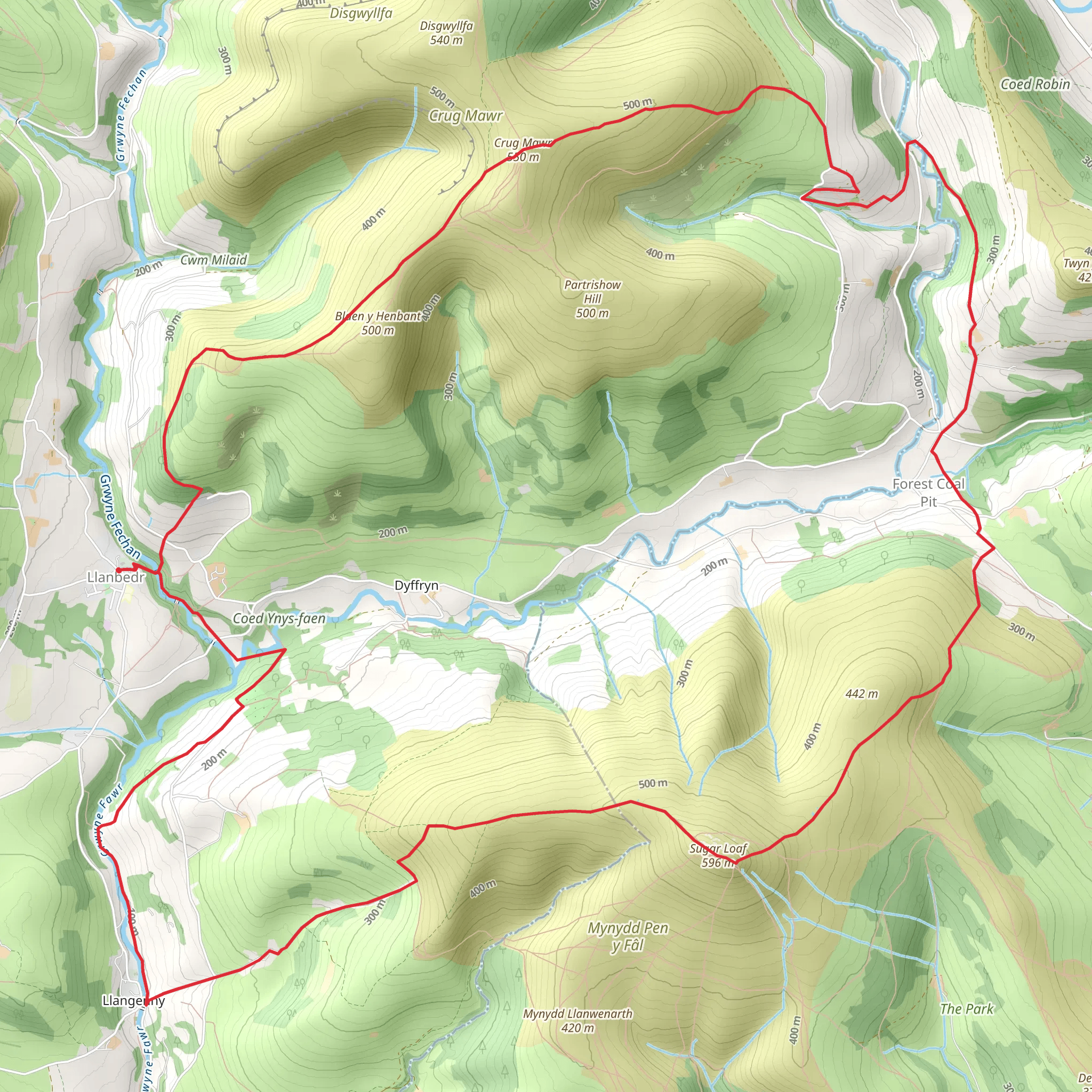 Crug Mawr and Sugar Loaf (42) mobile static map