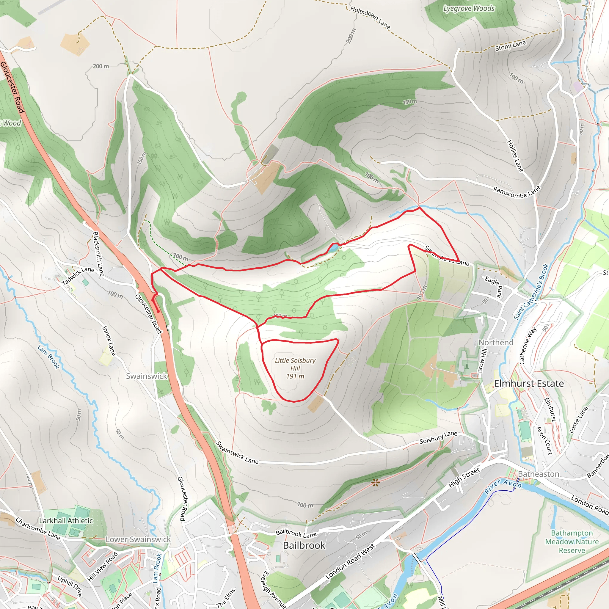 Little Solsbury Hill and Chilcombe Bottom mobile static map