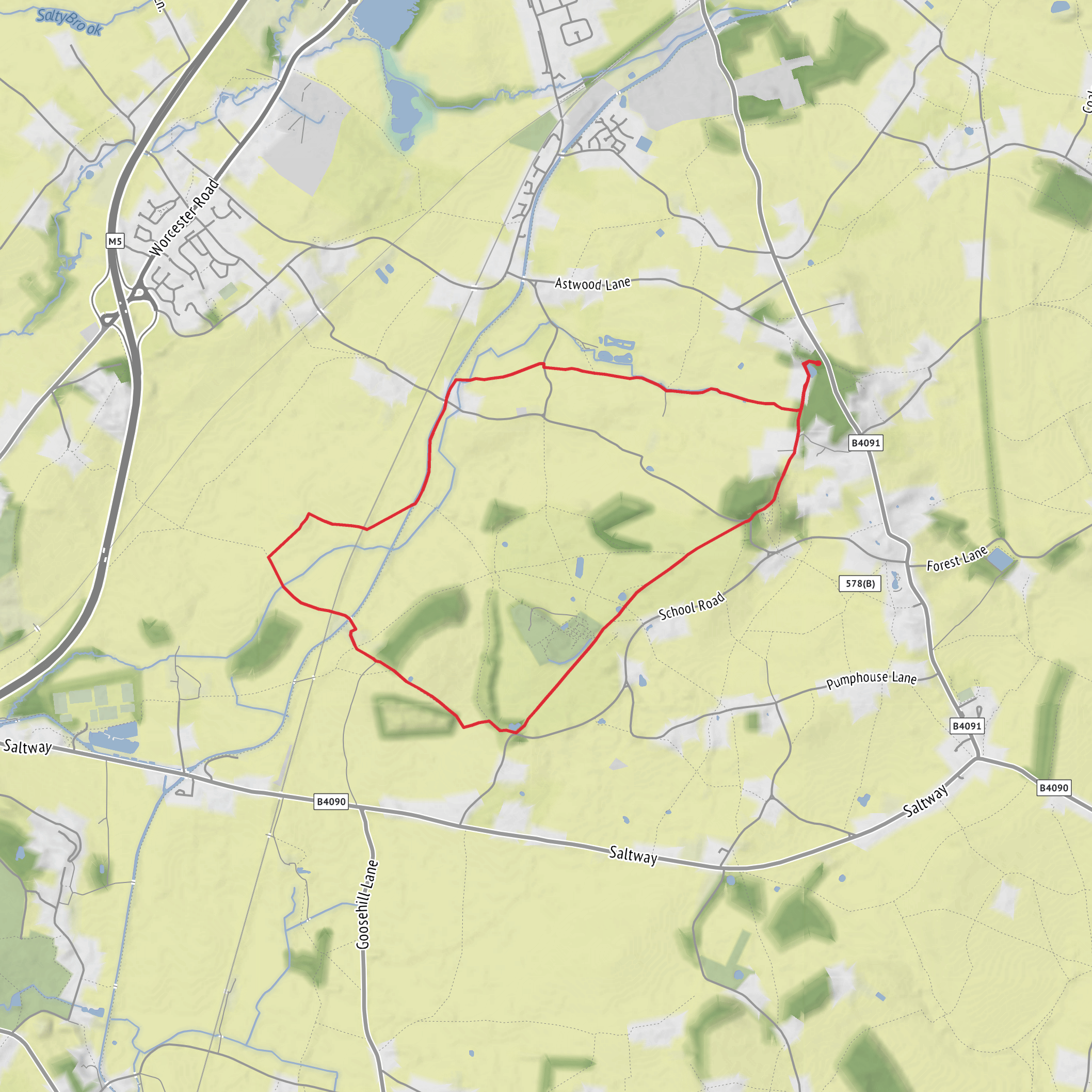 Hanbury Hall from Piper's Hill mobile static map