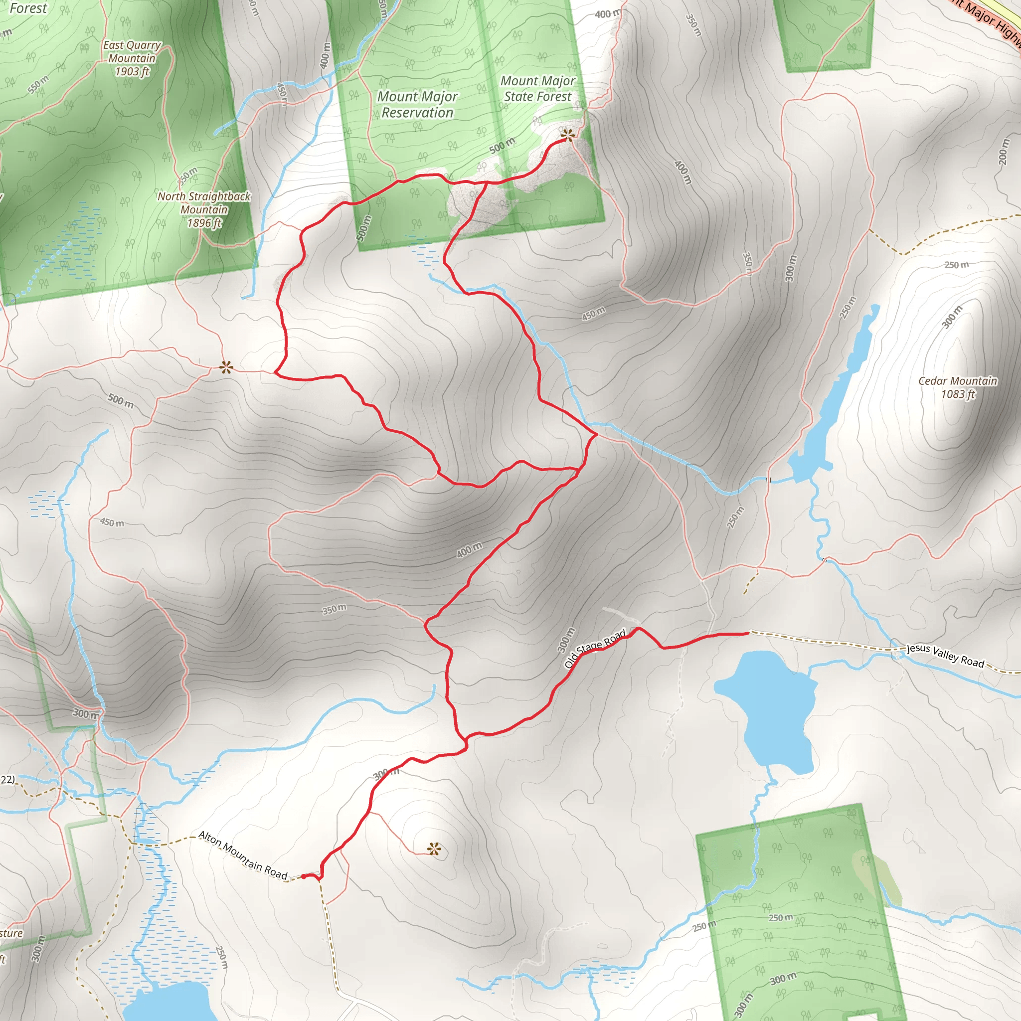 Mount Major and Straightback Mountain Loop mobile static map