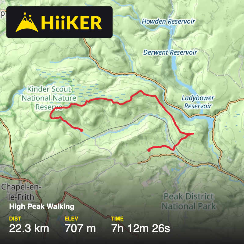 A map preview of the recording High Peak Walking.