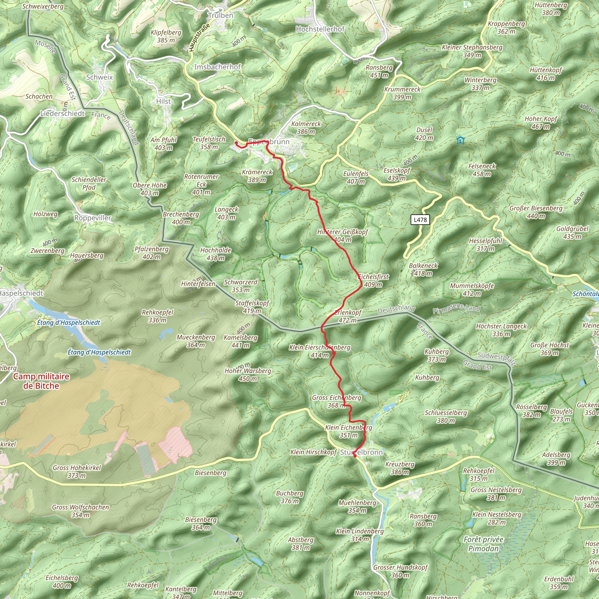 Eppenbrunn to Sturzelbronn Walk mobile static map