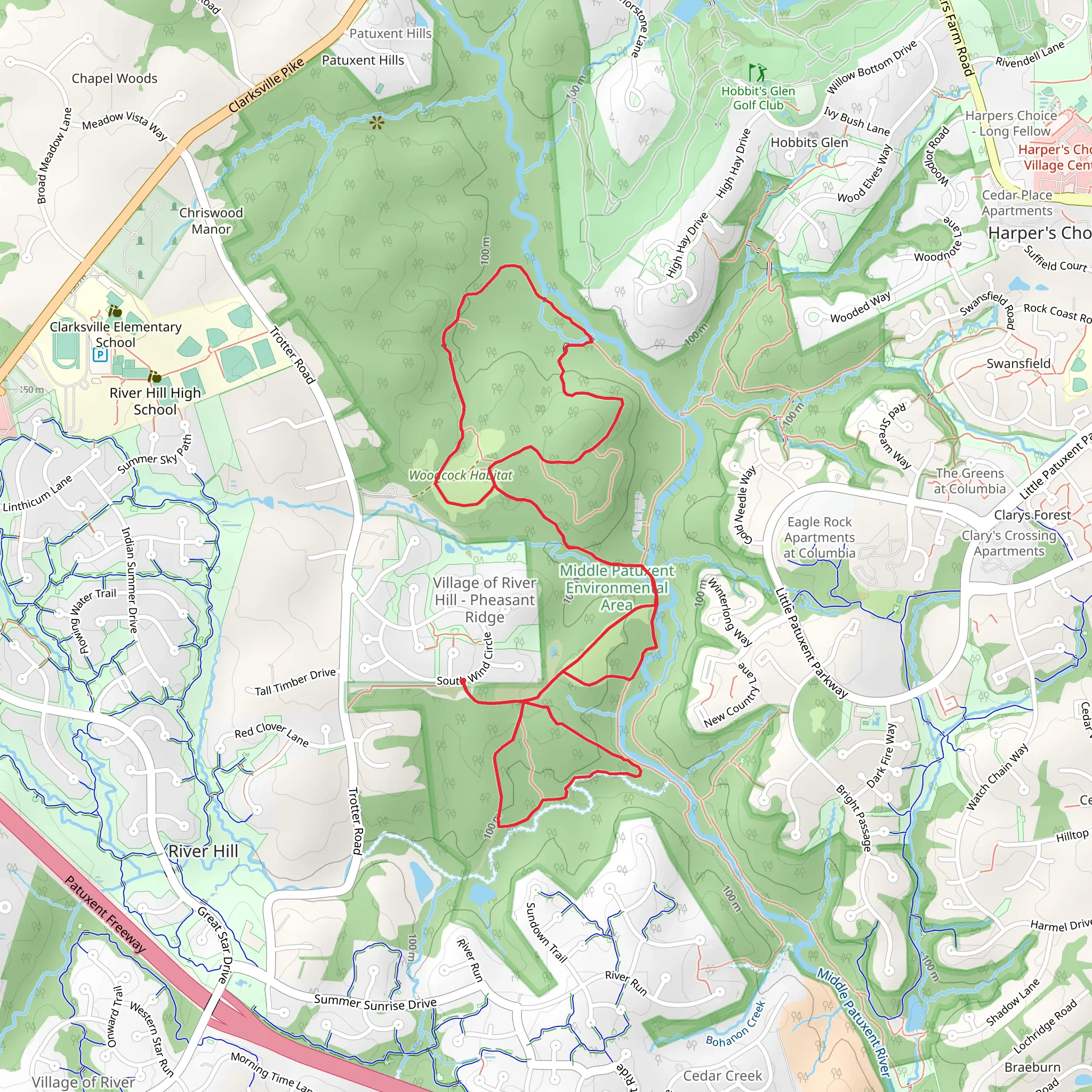 Wildlife Loop Trail and South Wind Trail Loop mobile static map