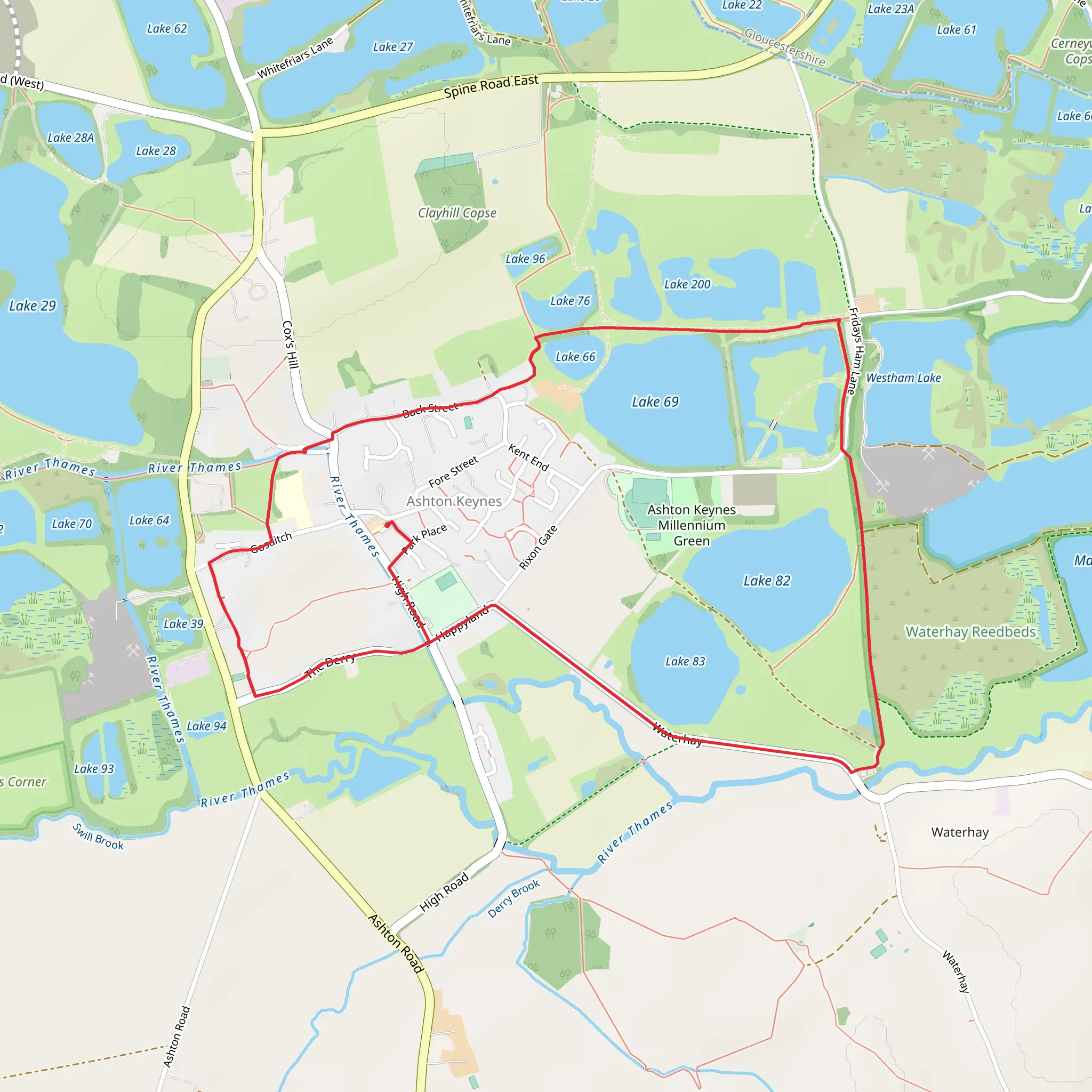 Lake 69 and Ashton Keynes Loop mobile static map