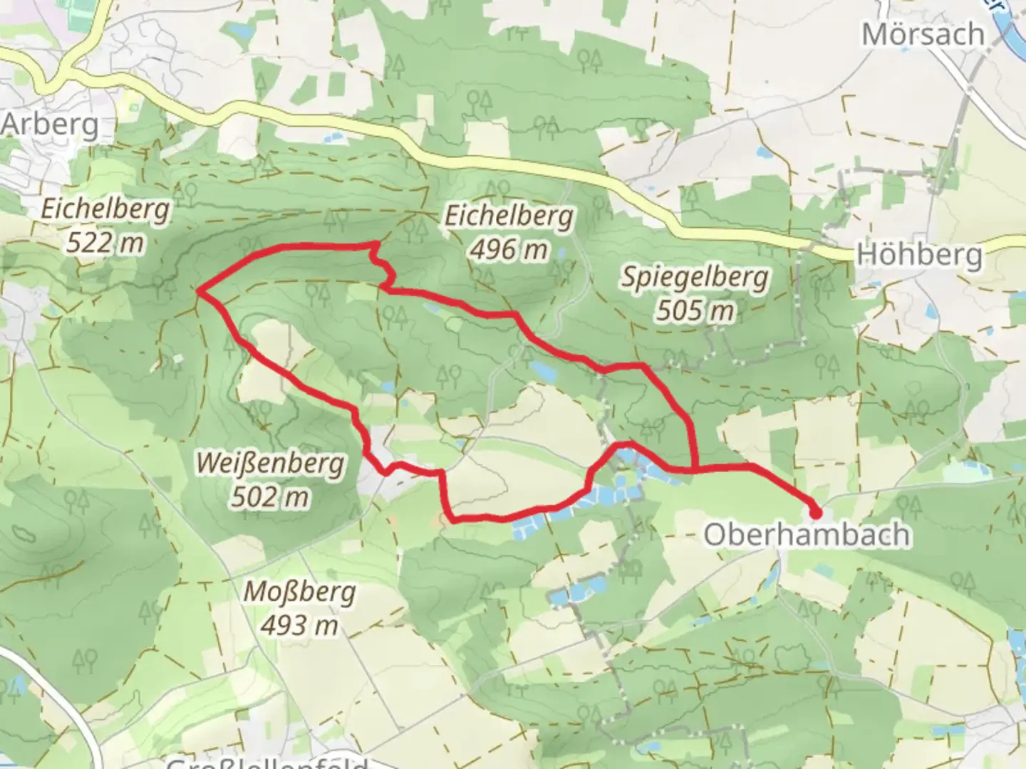 An image depicting the trail Hambach via Veni-Vidi-Vici Weg and its surrounding area.