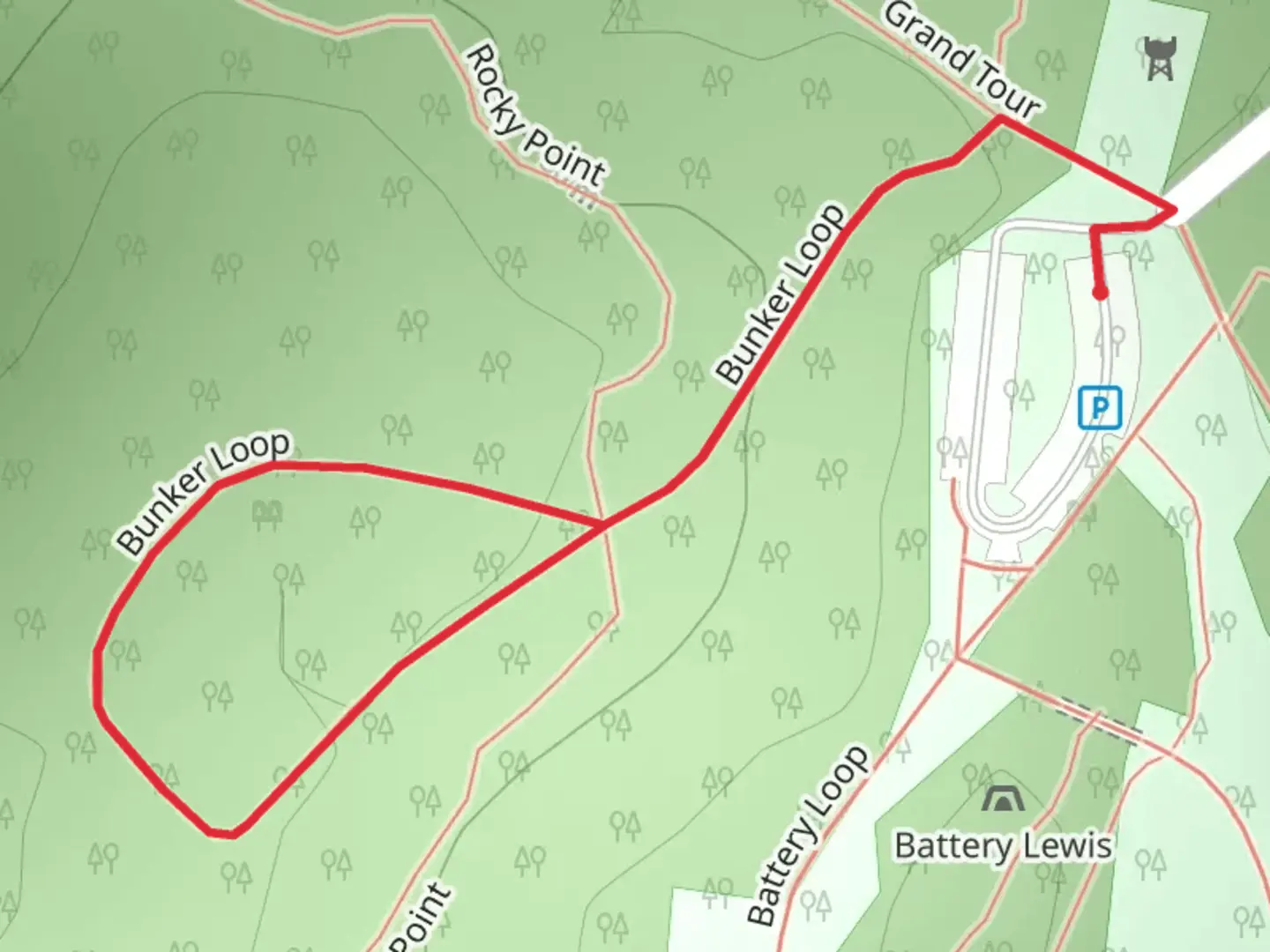 An image depicting the trail Bunker Loop and its surrounding area.