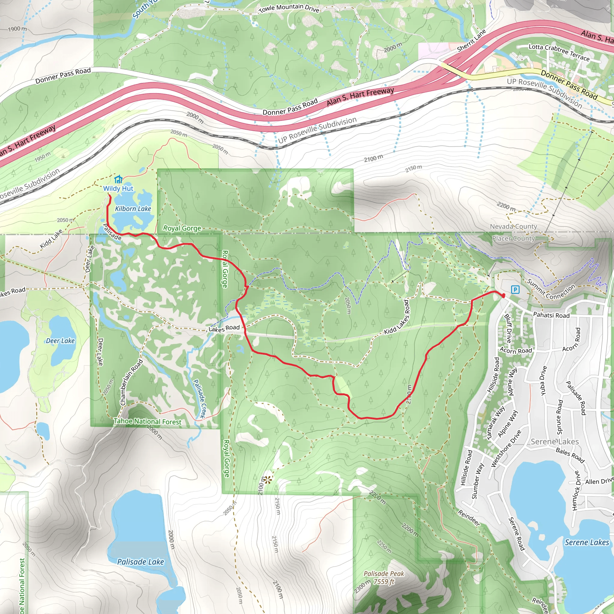 Kilborn Lake via Palisade mobile static map