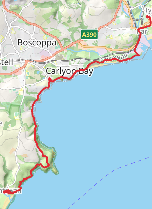 Par to Pentewan 22-03-2025  mobile static map