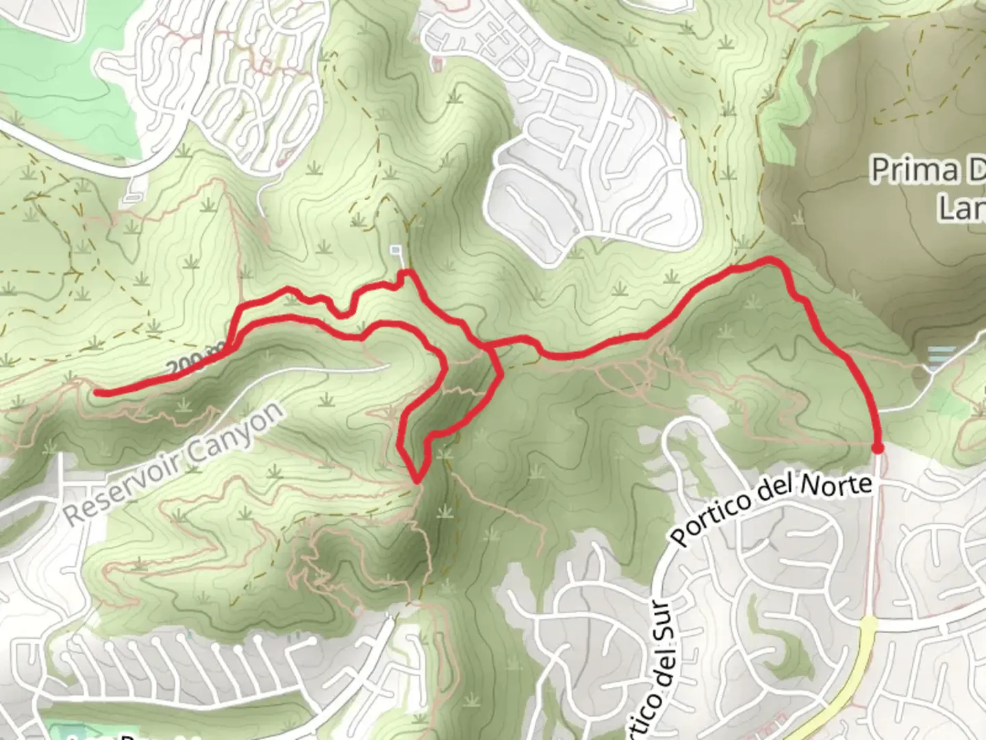 An image depicting the trail Los Mares - Prima Desecha - Forster Canyon - Patriot Loop Trail and its surrounding area.
