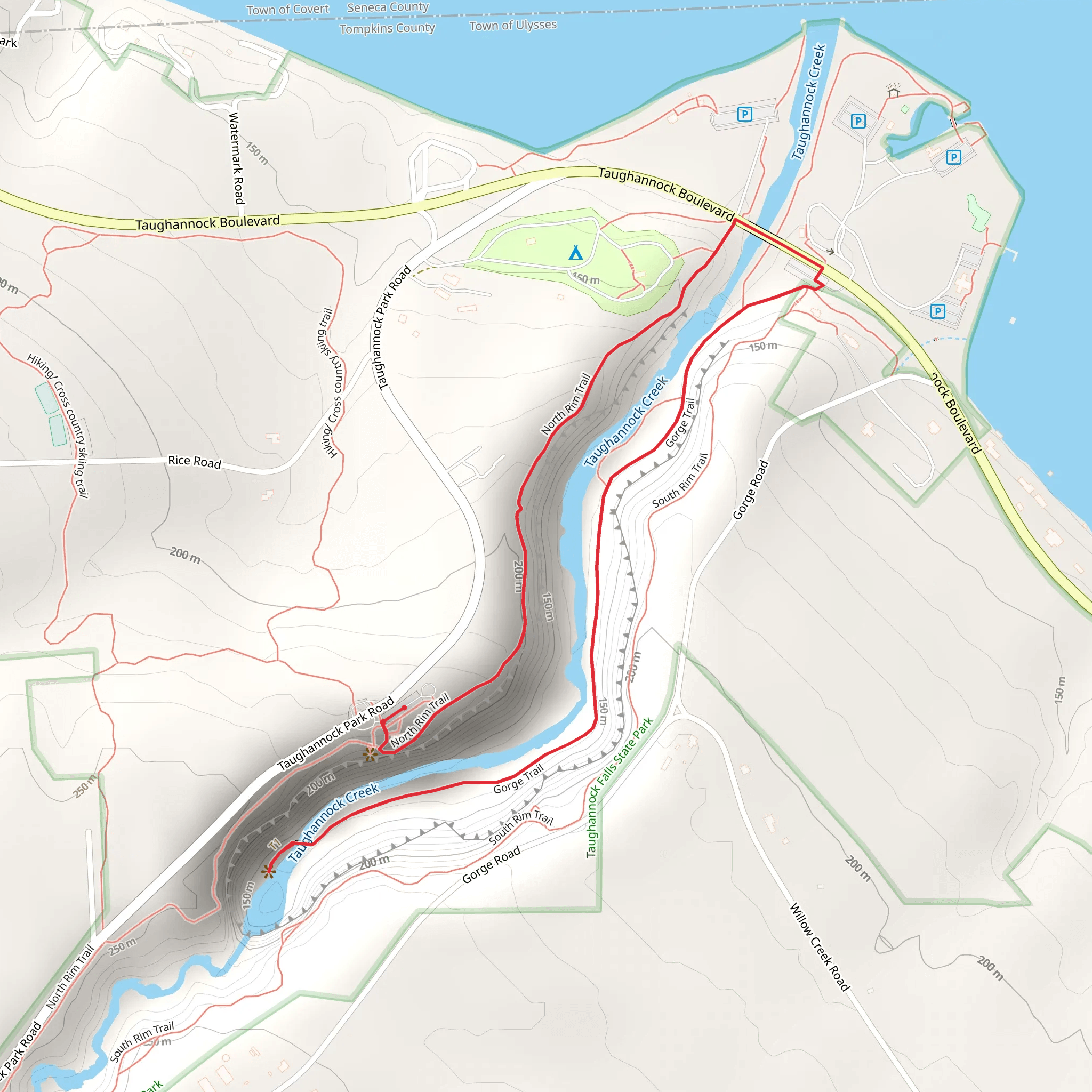 North Rim Trail and Gorge Trail mobile static map
