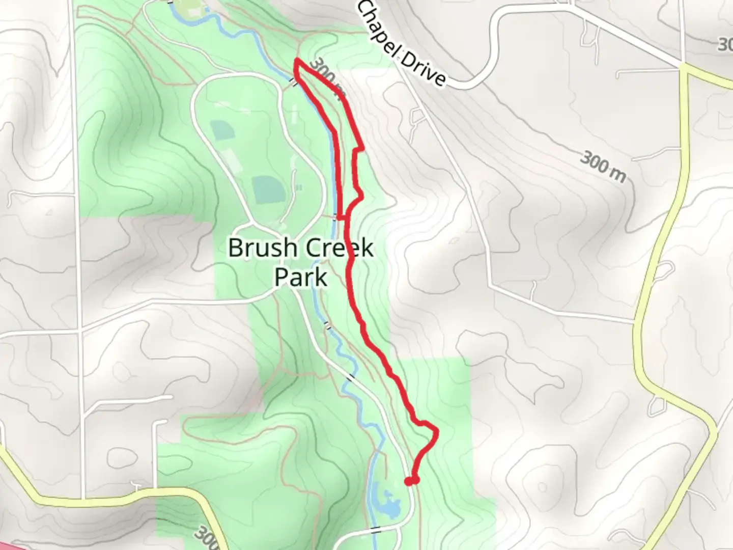 An image depicting the trail Walk along Brush Creek and its surrounding area.
