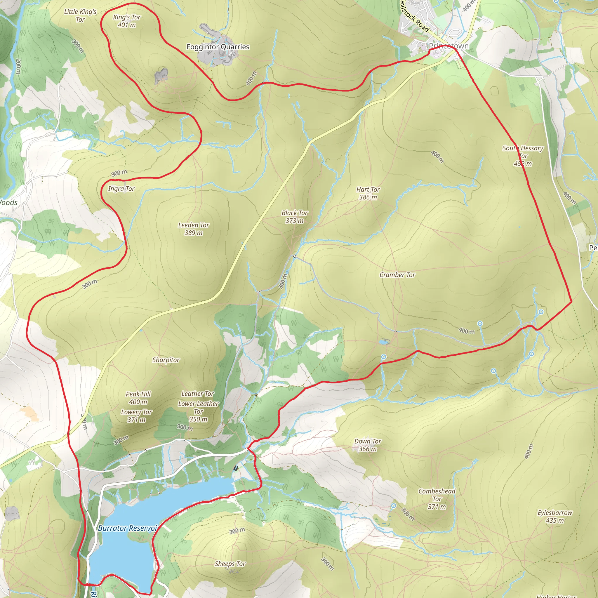 Burrator Reservoir to King's Tor Loop mobile static map