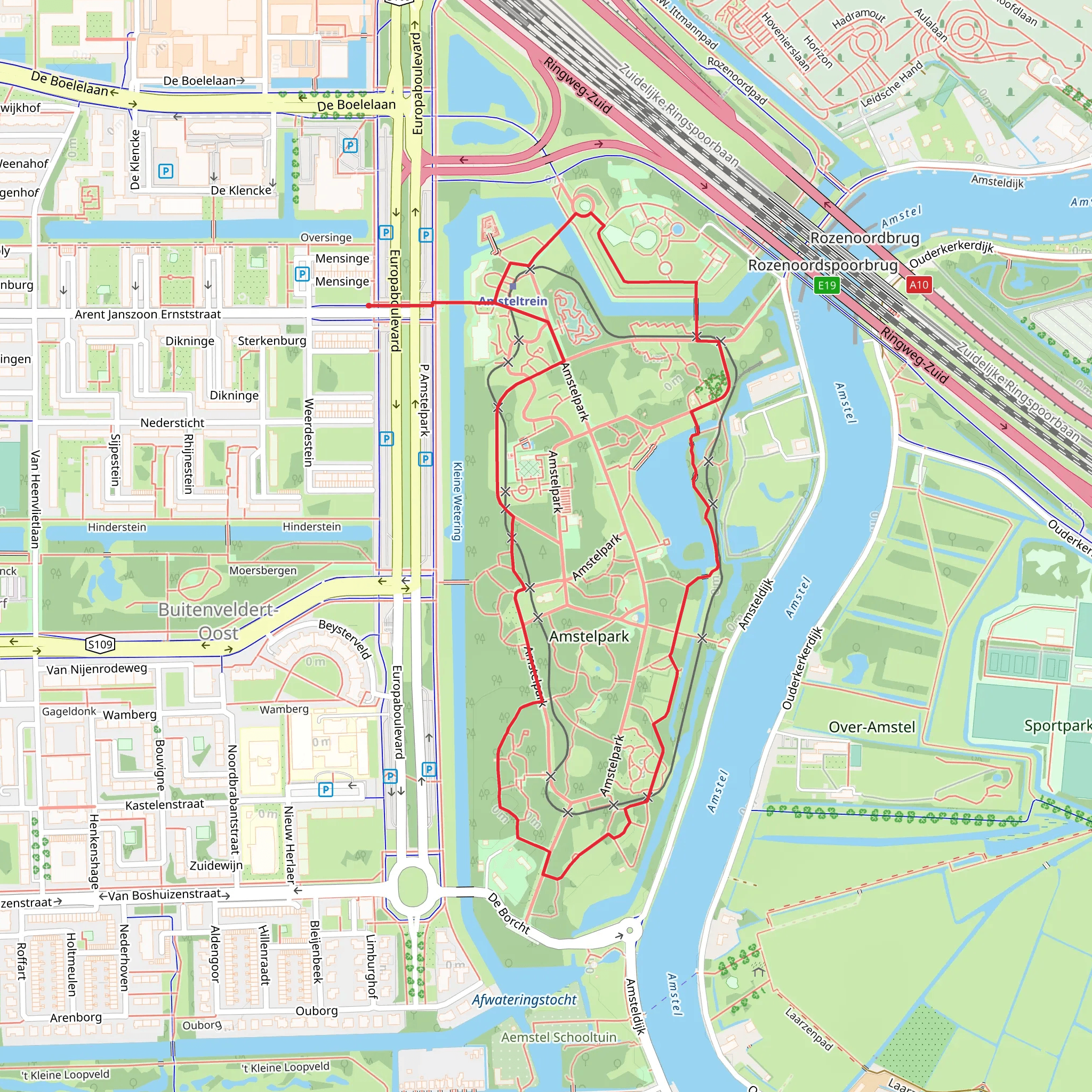Speeltuin Amstelpark, Amstelrust and Museumlijn Loop mobile static map