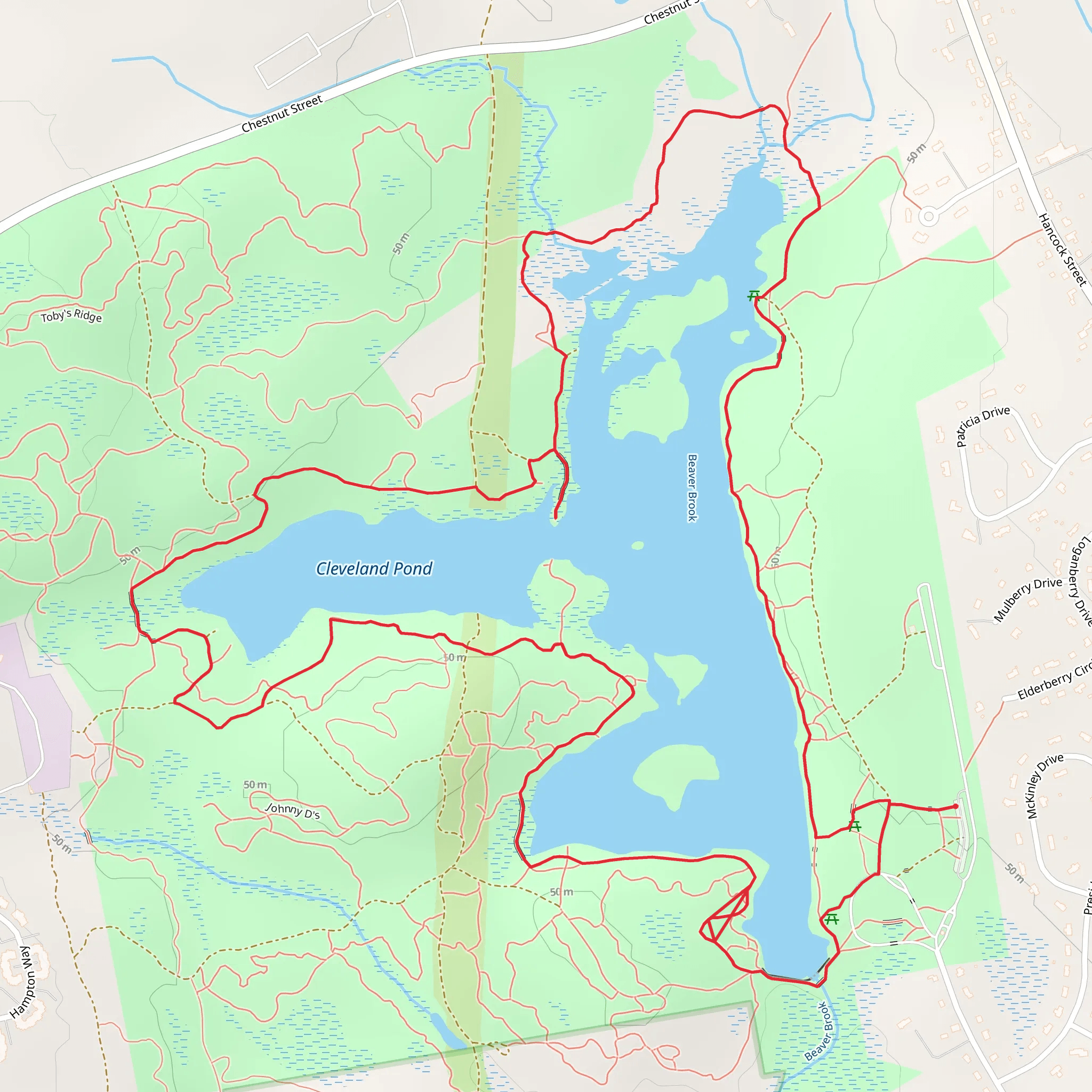 Cleveland Pond and Beaver Brook Loop Trail mobile static map