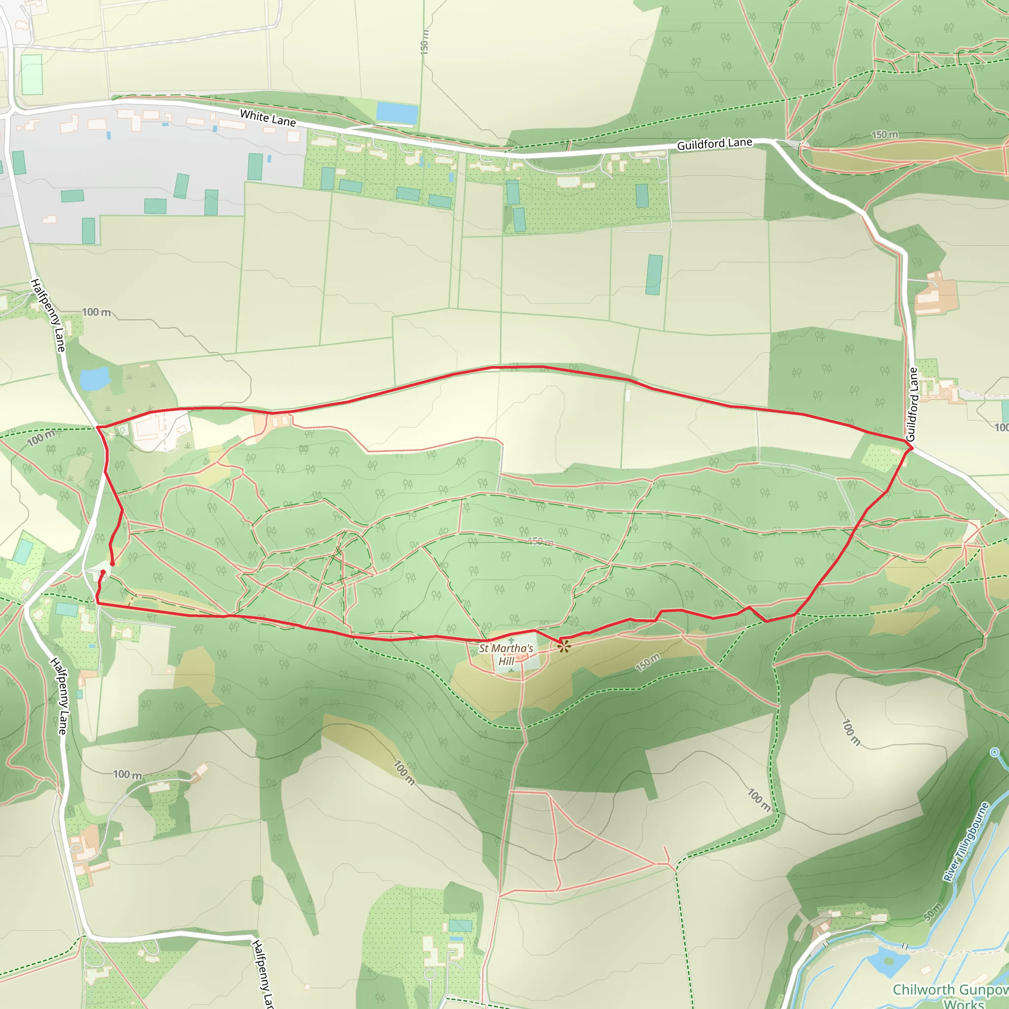 St Martha's Church and Hill Loop mobile static map