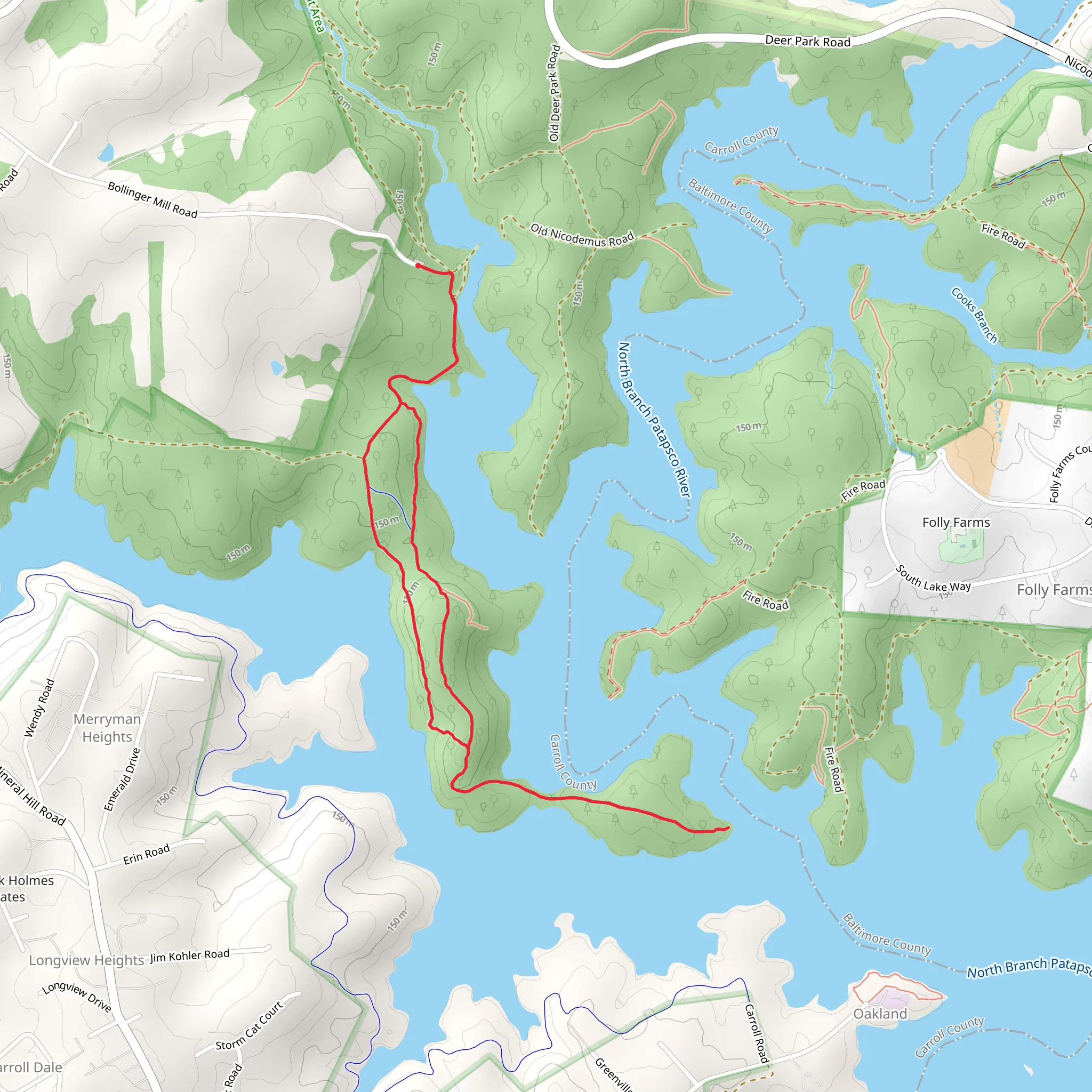 Liberty Reservoir Shore Loop - Old Nicodemus Road mobile static map