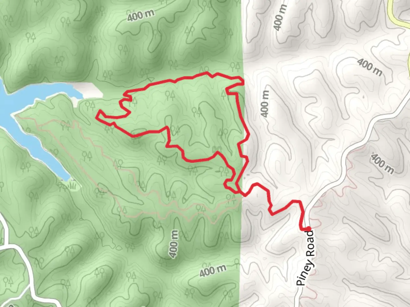 An image depicting the trail Dutton Hollow Loop and its surrounding area.