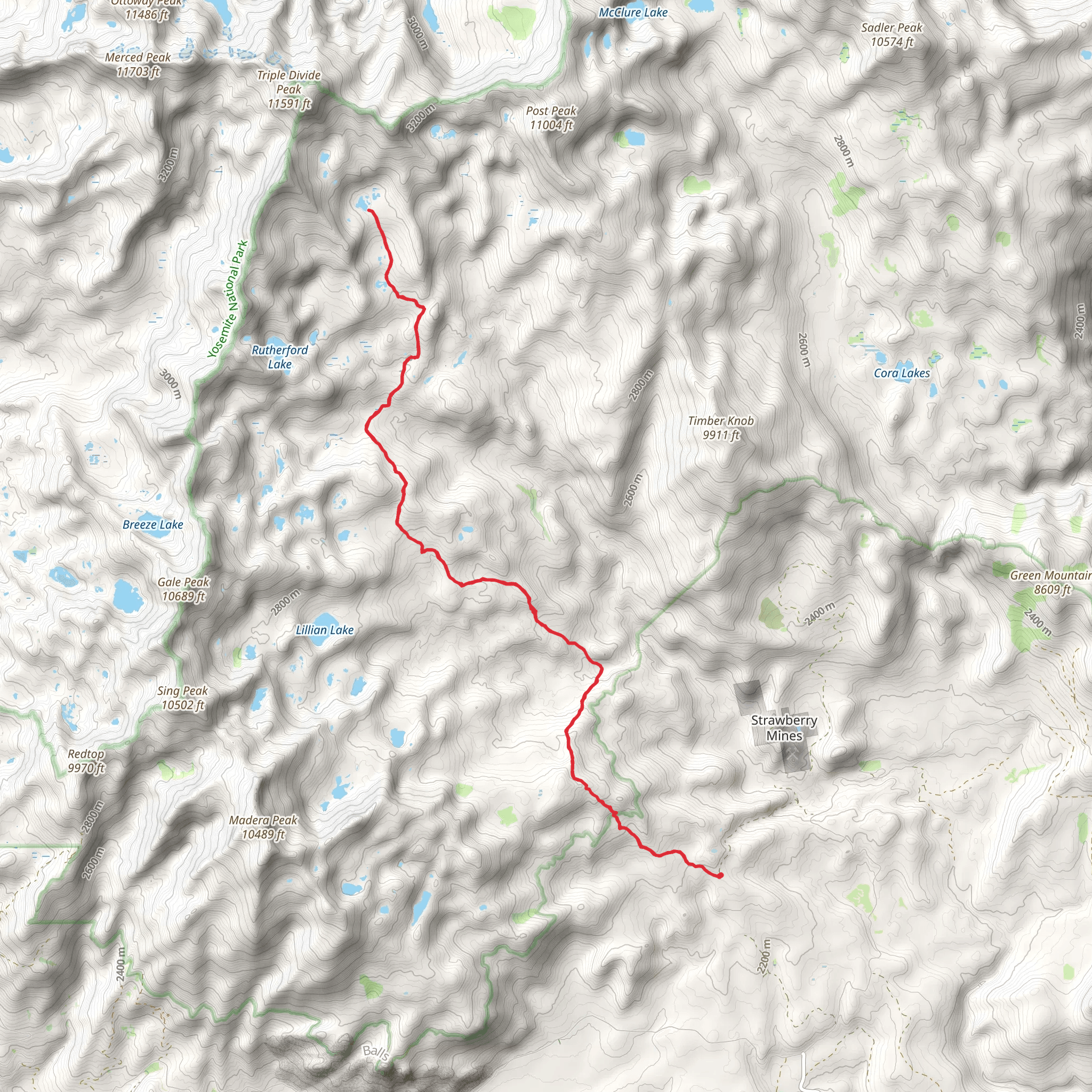 Slab Lakes via Theodore Solomons Trail mobile static map