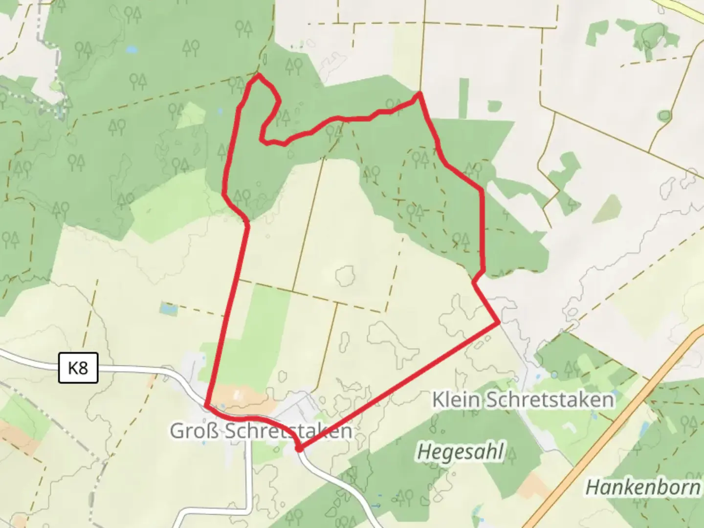 An image depicting the trail Rundwege Schretstaken and its surrounding area.