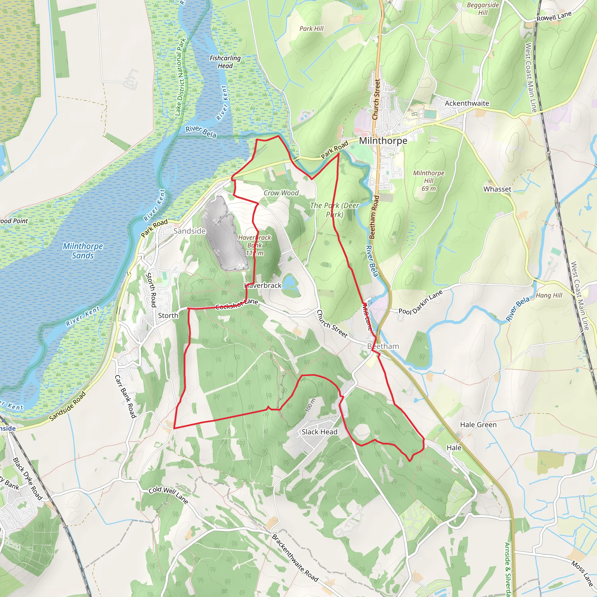 Haverbrack Bank and Beetham Loop mobile static map