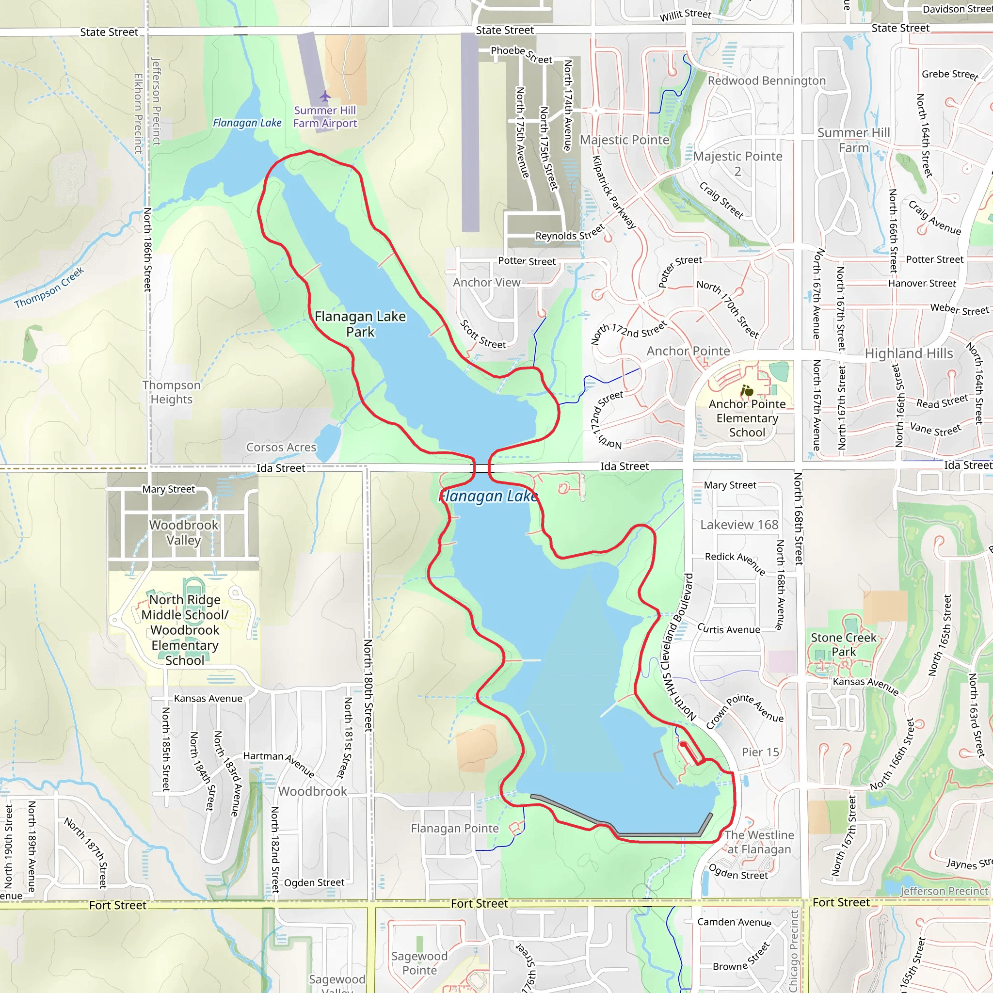 Flanagan Lake Park and Flanagan Lake Loop mobile static map
