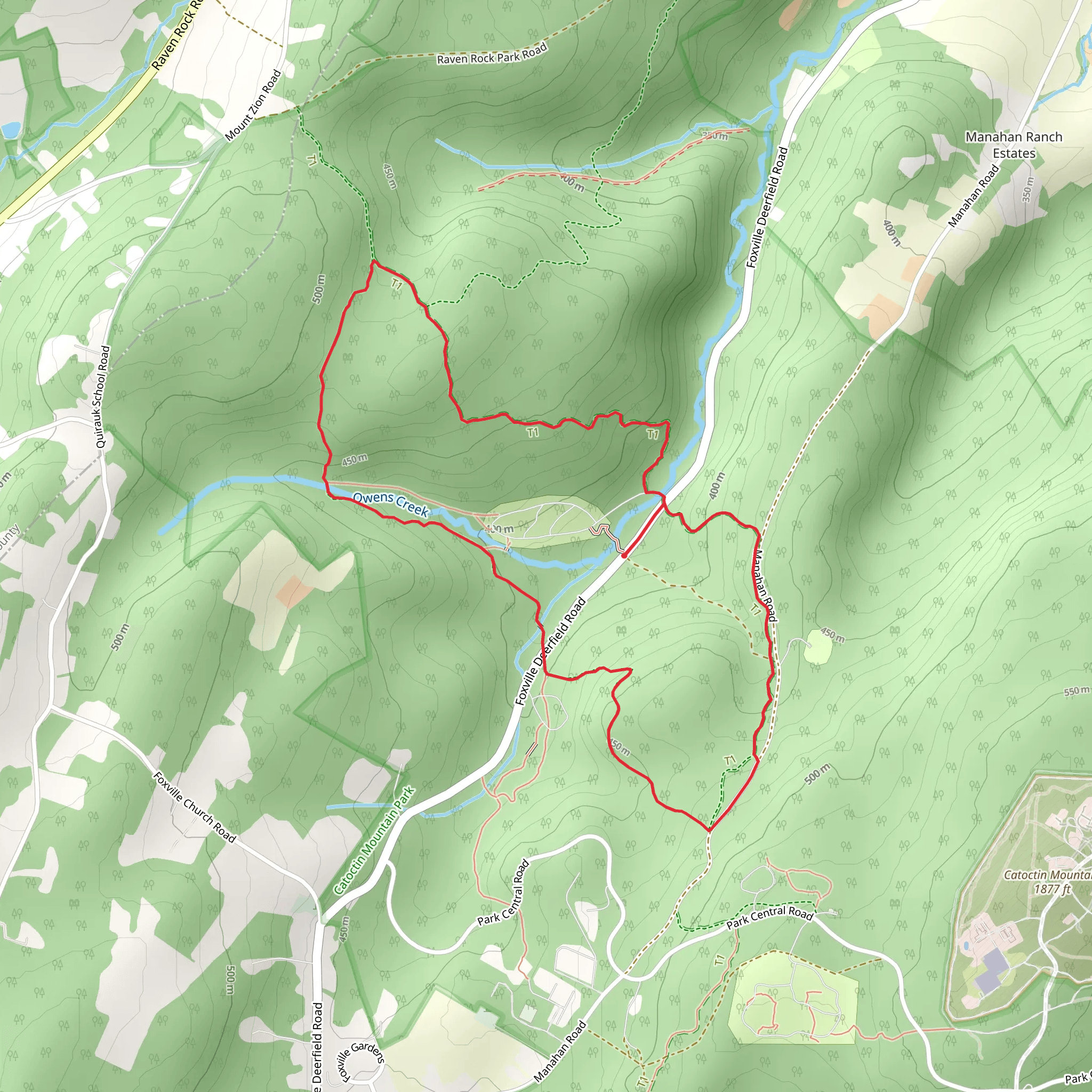 Owens Creek Horse Trail and Catoctin National Recreation Trail mobile static map