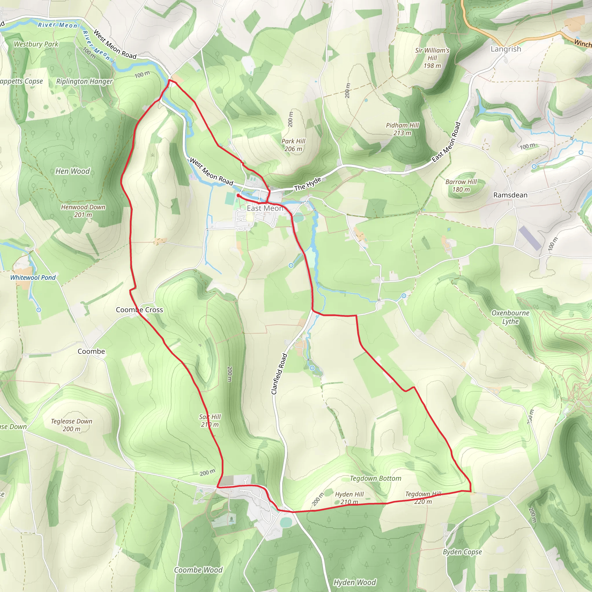 East Meon and Coombe Cross Loop mobile static map