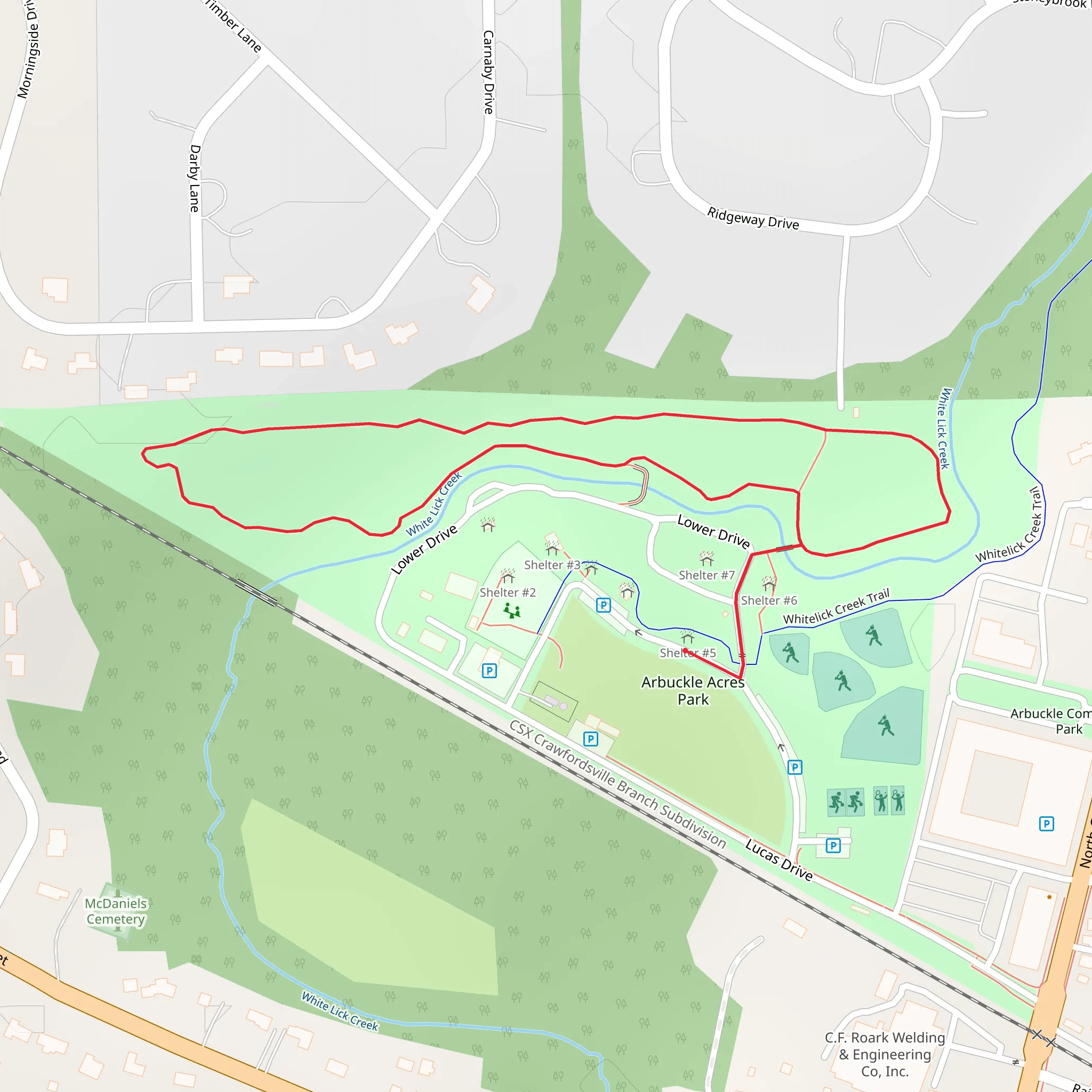 Loop along White Lick Creek mobile static map