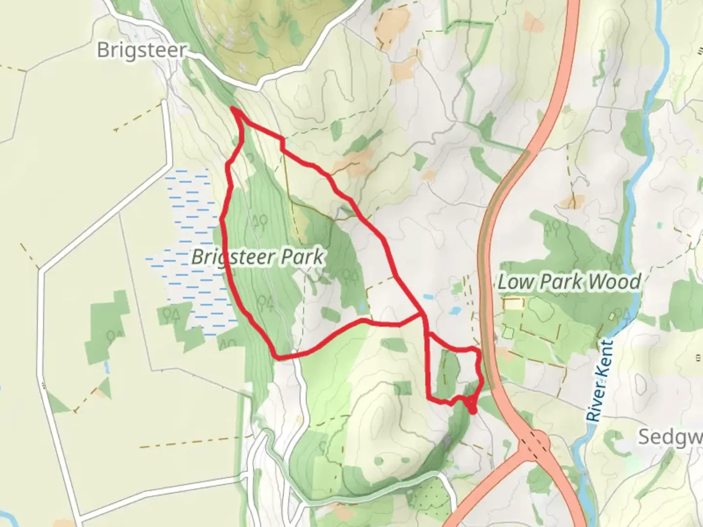 An image depicting the trail Chapel Wood and Brigsteer Park and its surrounding area.