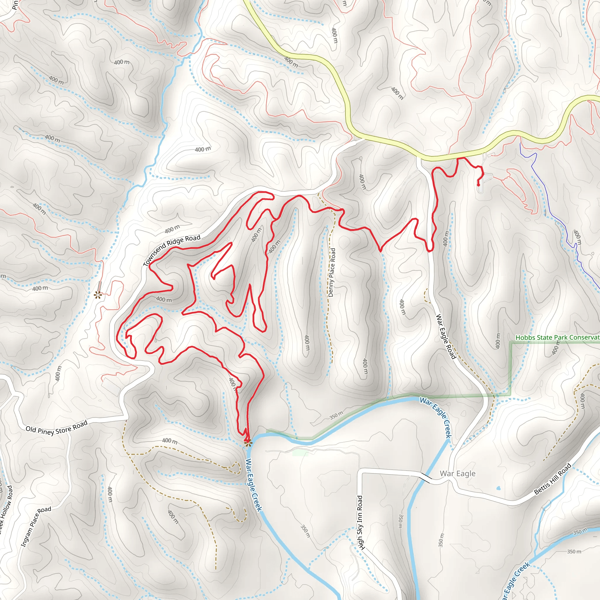 War Eagle Valley Loop via Visitor's Center Connector Trail mobile static map