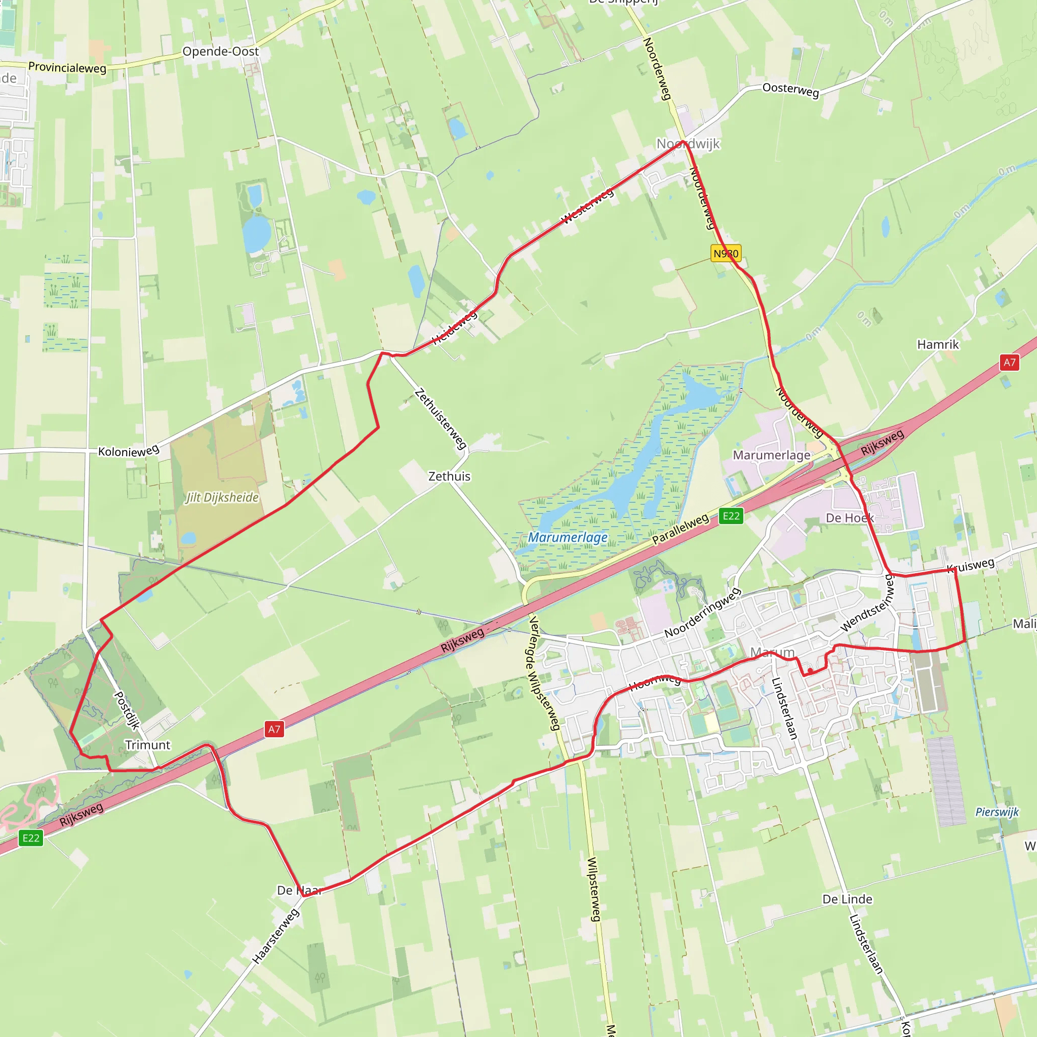 Noorder Weg and Klooster Weg Loop mobile static map