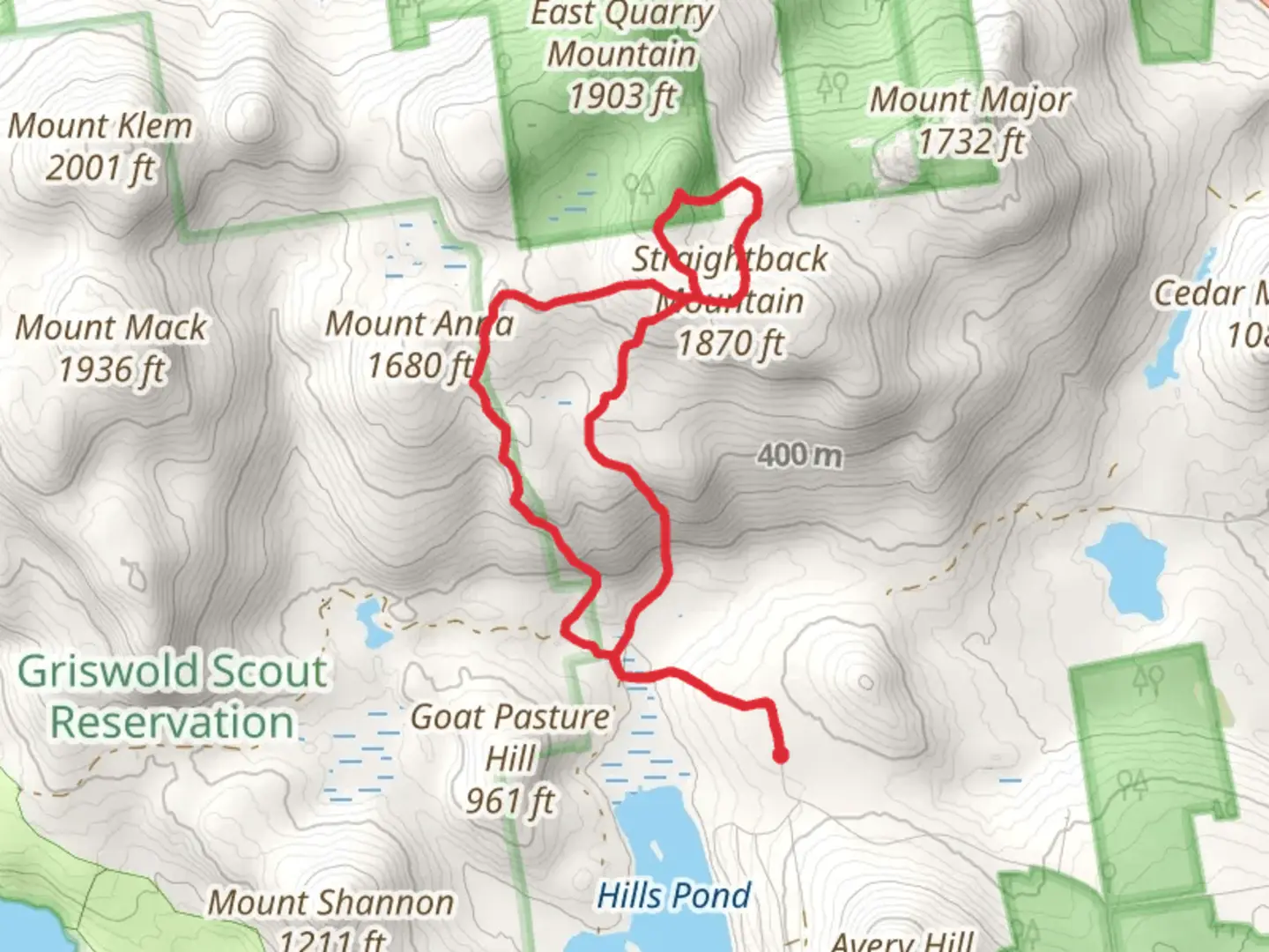 An image depicting the trail Straightback Mountain and North Straightback Mountain Loop and its surrounding area.