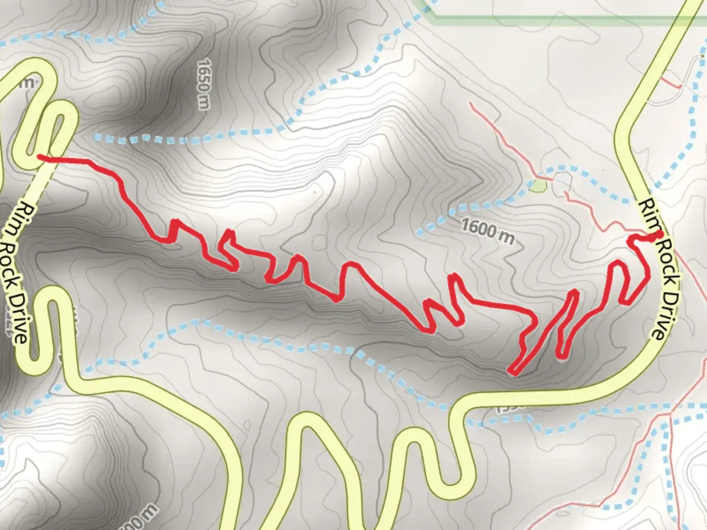 An image depicting the trail Serpent's Trail Out and Back and its surrounding area.