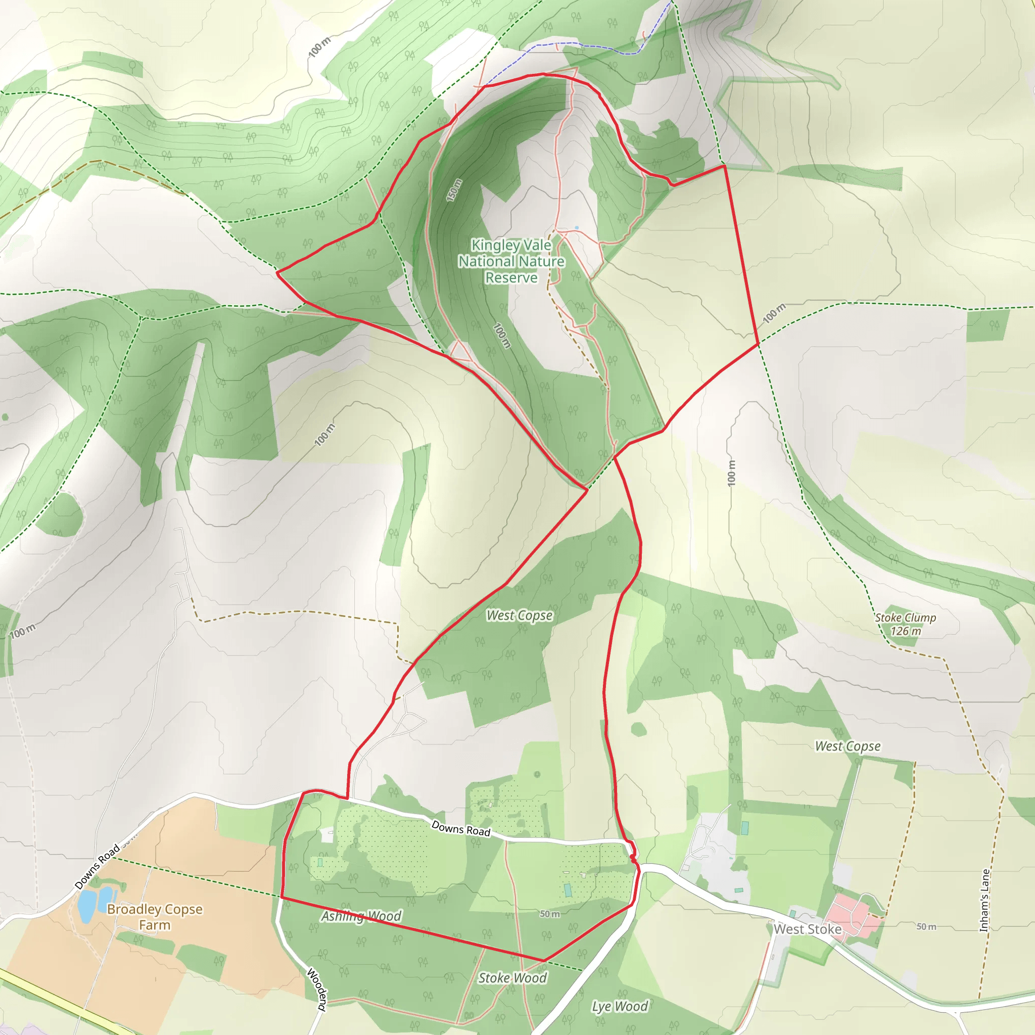 West Copse, Ashling Wood and Stoke Wood Loop mobile static map