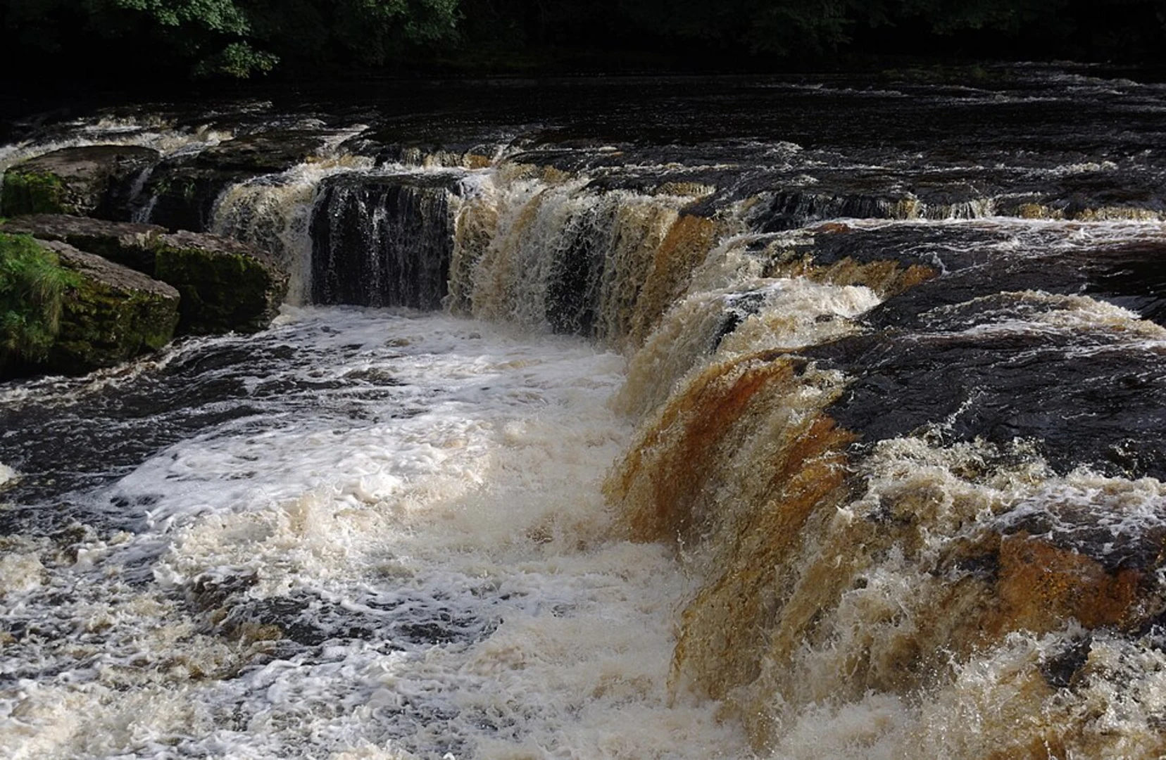 An image depicting the trail Aysgarth Falls, West Burton and Swinithwaite Loop via River Ure and its surrounding area.