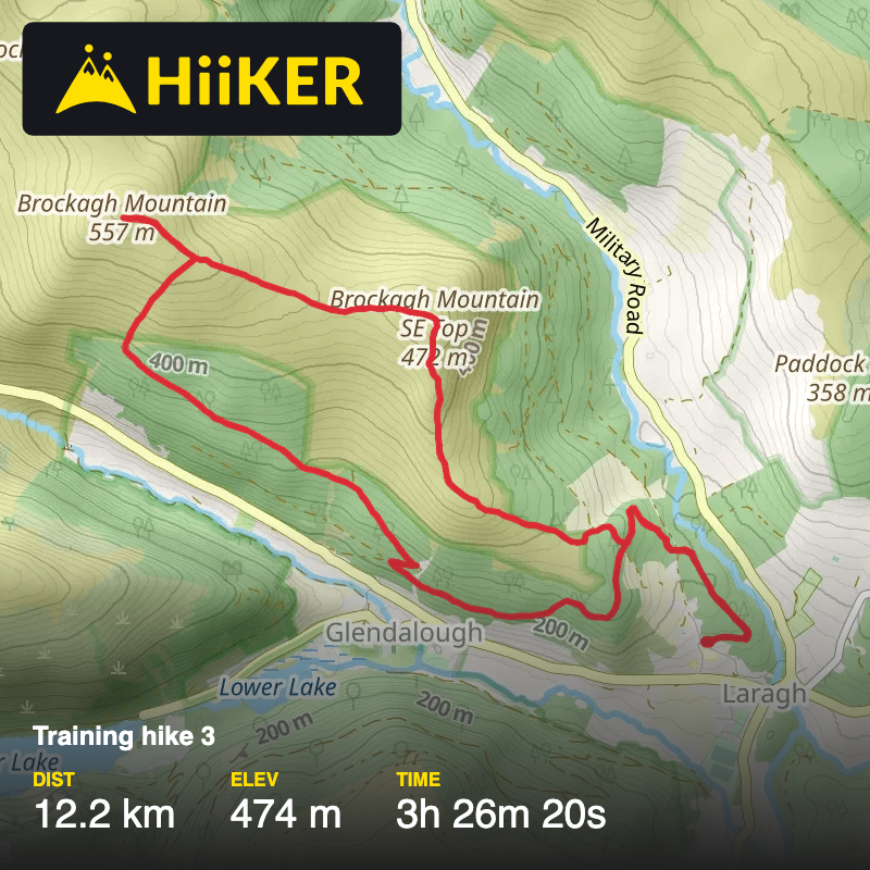 A map preview of the recording Training hike 3.