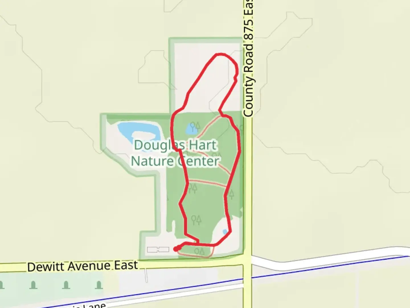 An image depicting the trail Dewitt Avenue Loop and its surrounding area.