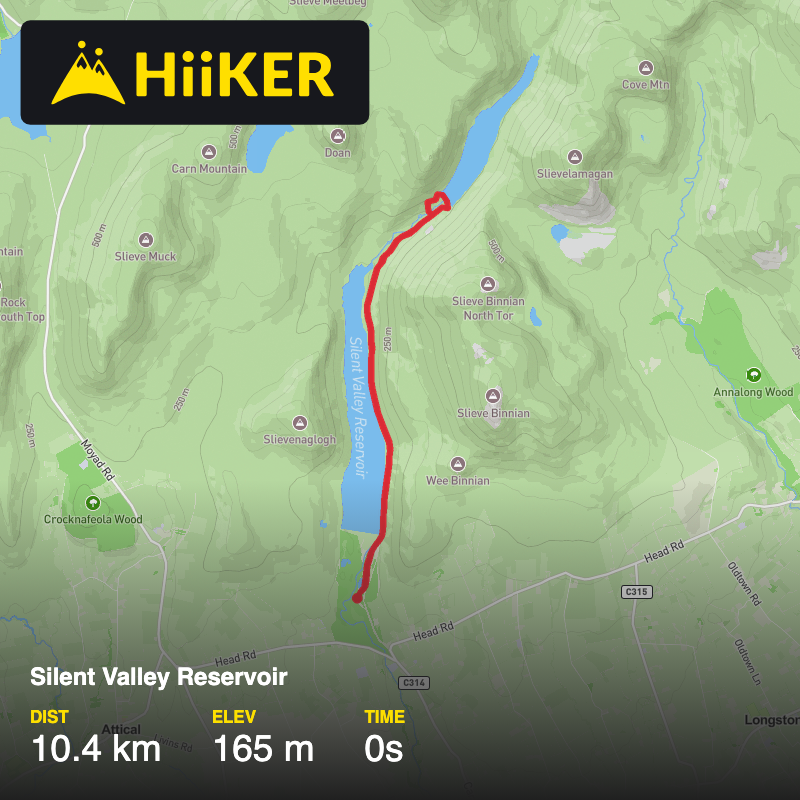 A map preview of the recording Silent Valley Reservoir.