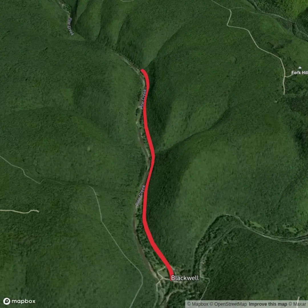 An image depicting the trail Tank Run Falls via Pine Creek Rail Trail and its surrounding area.