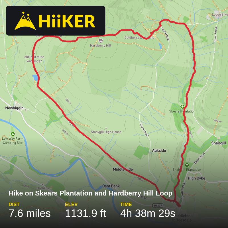 A map preview of the recording Hike on Skears Plantation and Hardberry Hill Loop.