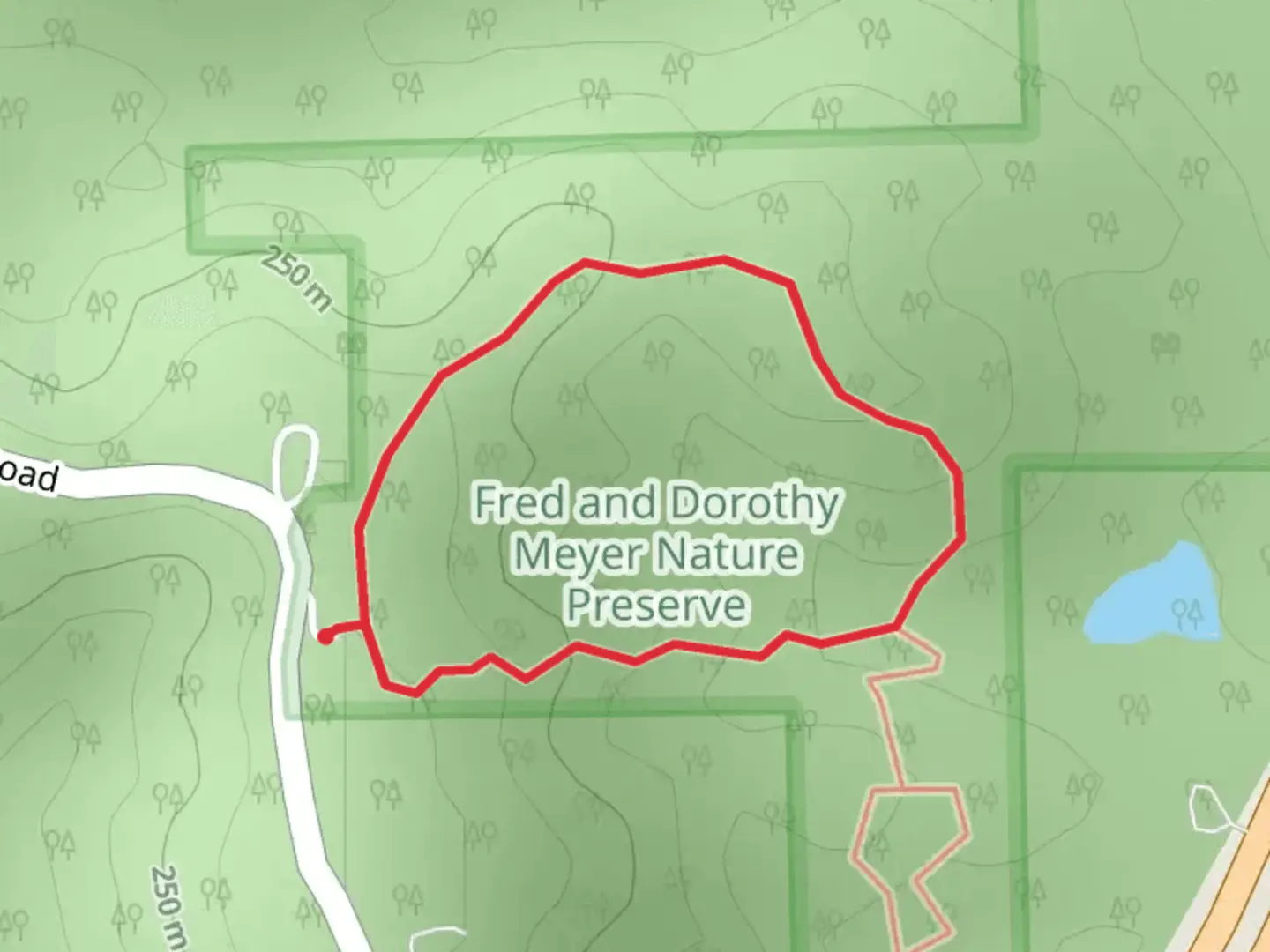 An image depicting the trail Observatory Road Loop and its surrounding area.