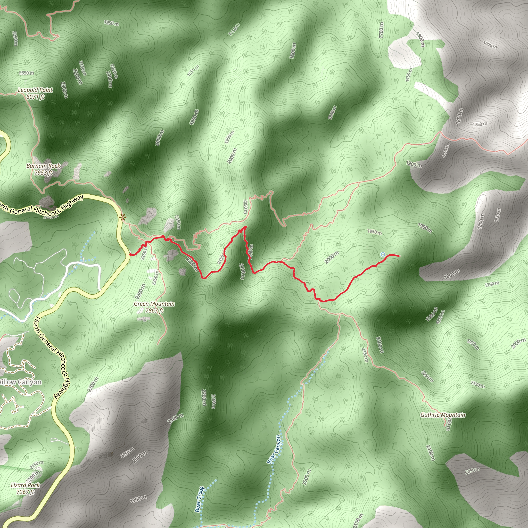Maverick Spring and Green Mountain Trail mobile static map