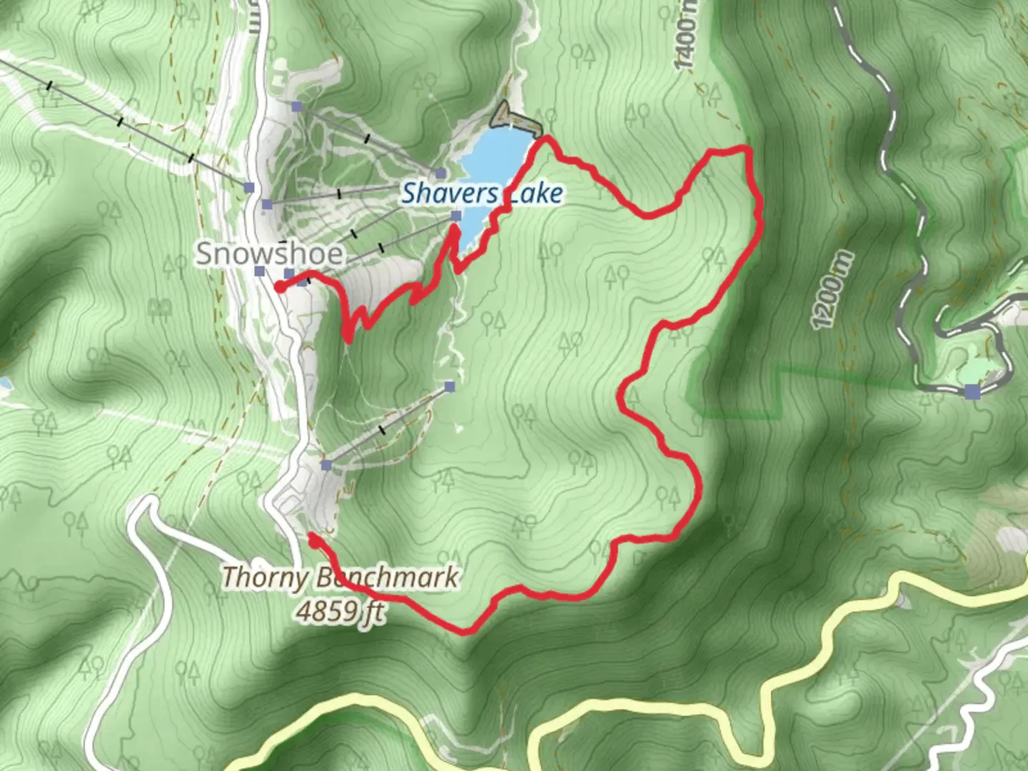 An image depicting the trail Cheat Mountain Ridge Trail and Bail Out Trail and its surrounding area.