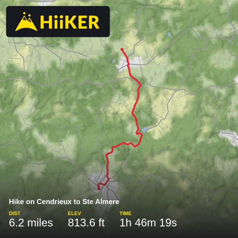A map preview of the recording Hike on Cendrieux to Ste Almere.