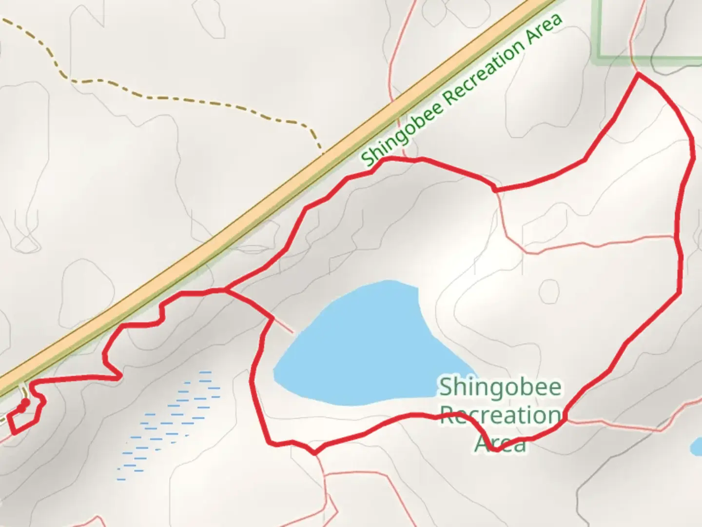 An image depicting the trail Recreation Lake Loop via NCT and its surrounding area.